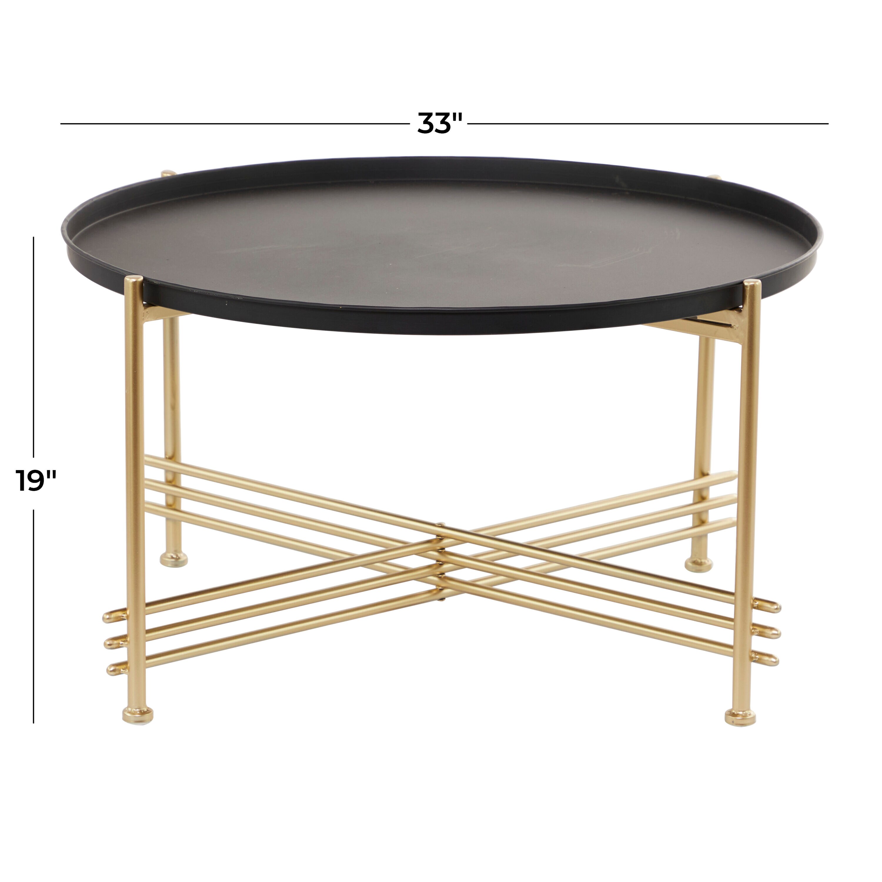 Grayson Lane Black with Gold x Shaped Base Metal Modern Coffee Table in the  Coffee Tables department at