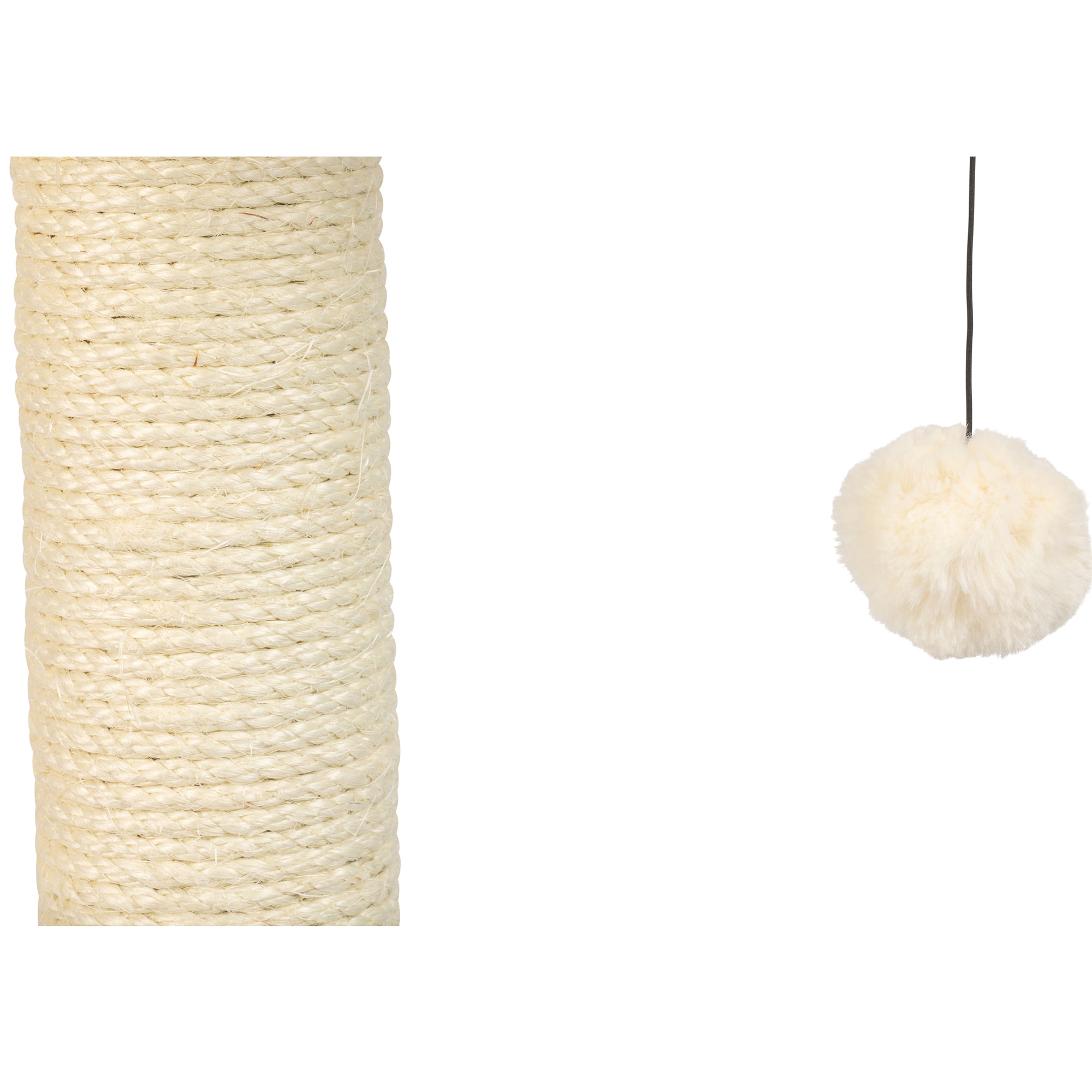 Gray Sisal and Faux Fur Mouse-Shaped Cat Scratcher with Toy