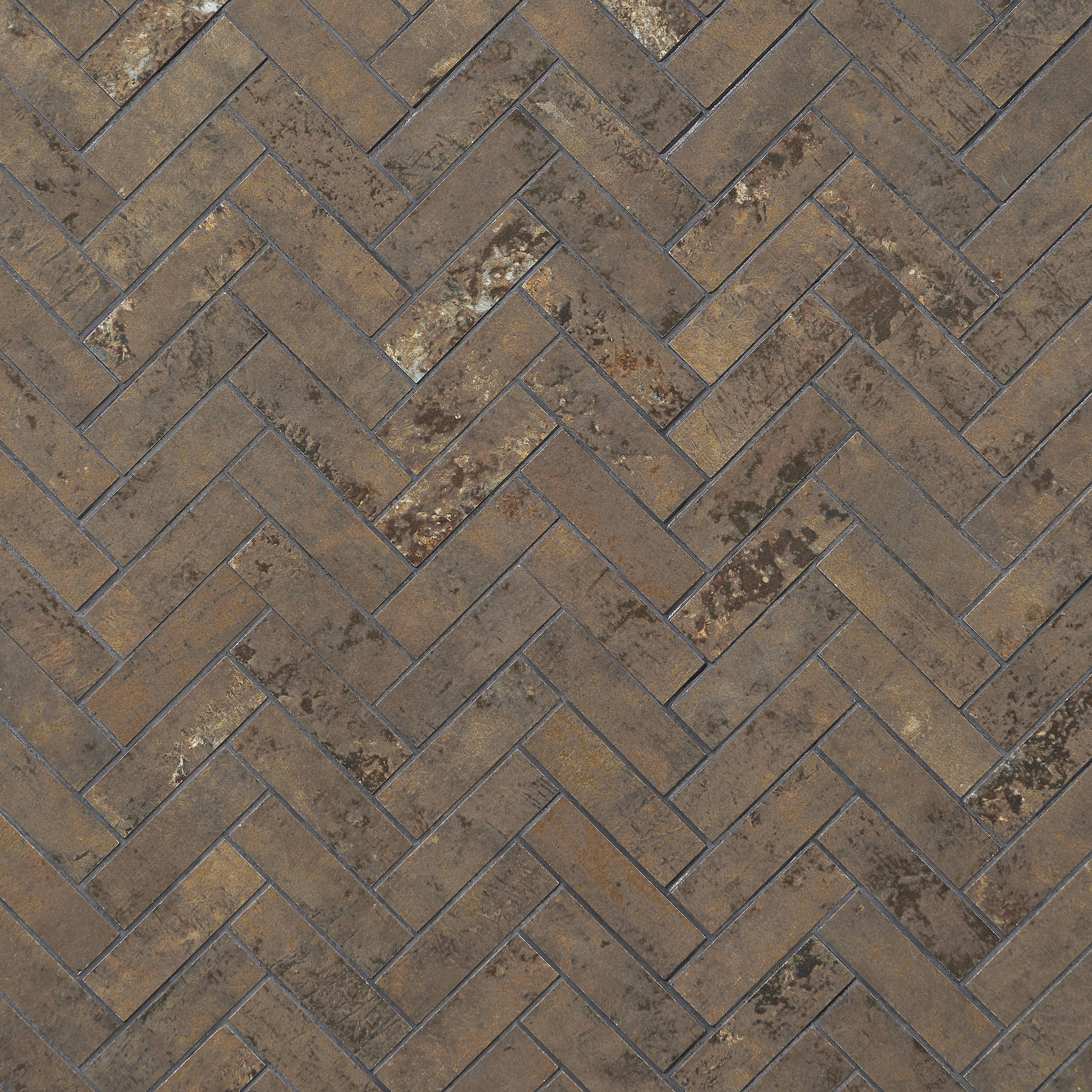 Artmore Tile EXT3RD107258 Stonehenge Copper 10-in x 10-in Matte Porcelain Stone look Herringbone Mosaic Floor and Wall Tile ( 0.75-sq ft Piece )