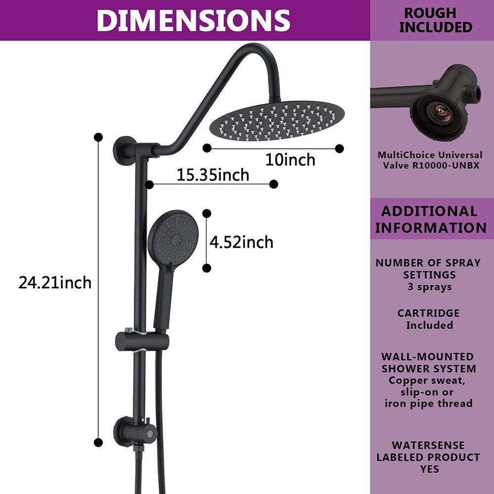 EQLOO AE137-MB Fixed-Showerhead - View #2