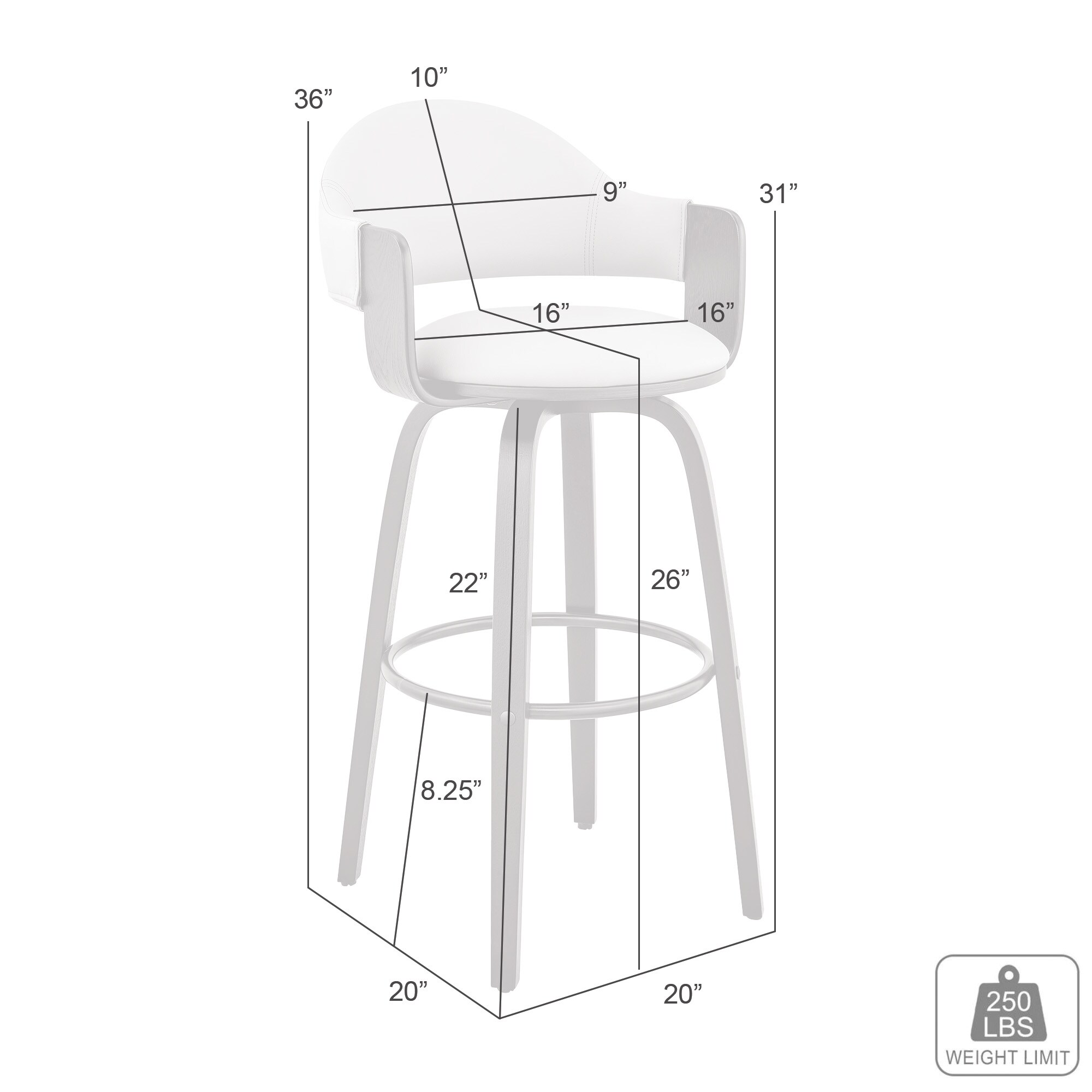 Armen Living LCDXBAWABR26 stools - View #11
