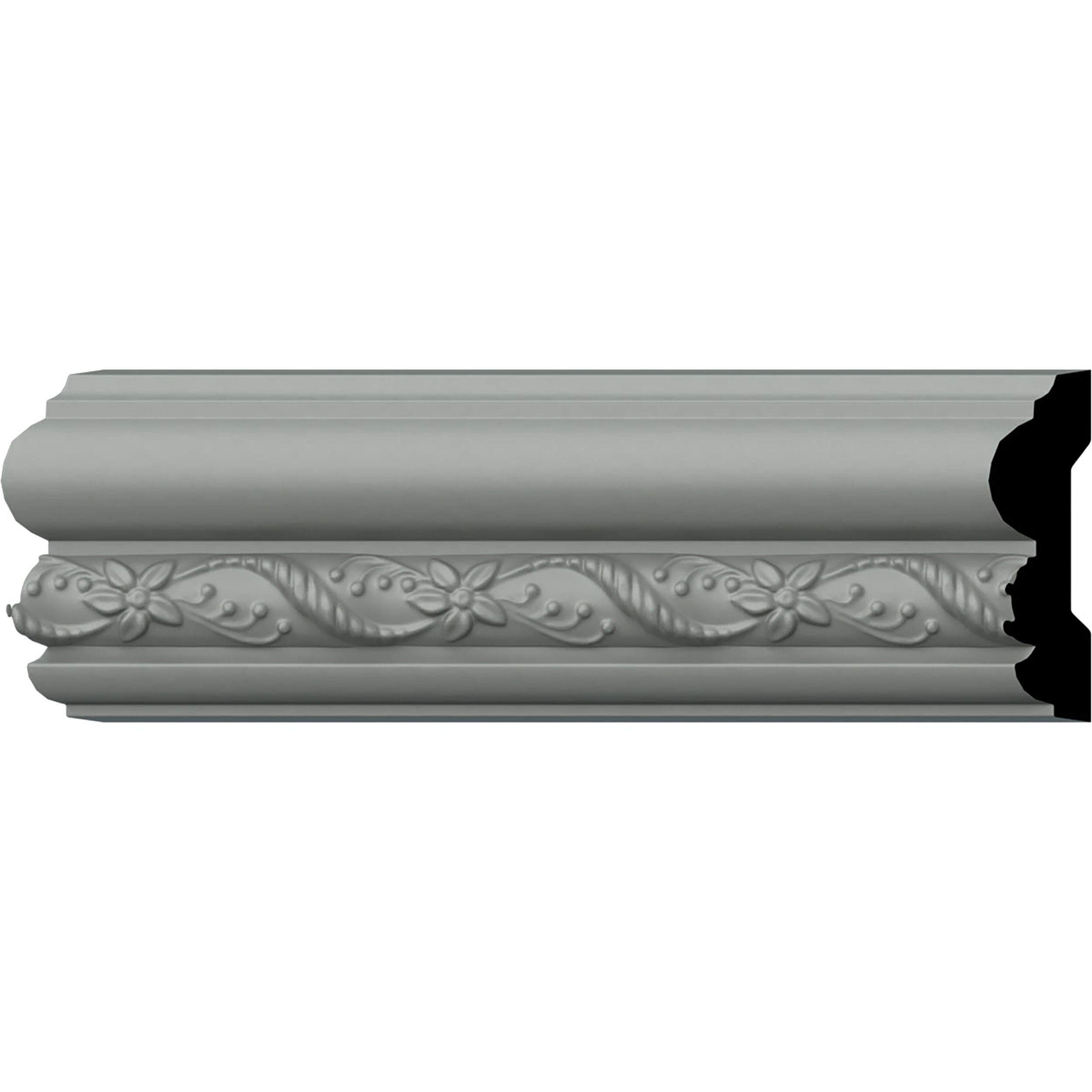 Ekena Millwork CHA03X01LE-CASE-12 Leaf Twist 3-in x 7-ft 10-1/2-in Primed Polyurethane 0 Chair rail Moulding 12 -Pack
