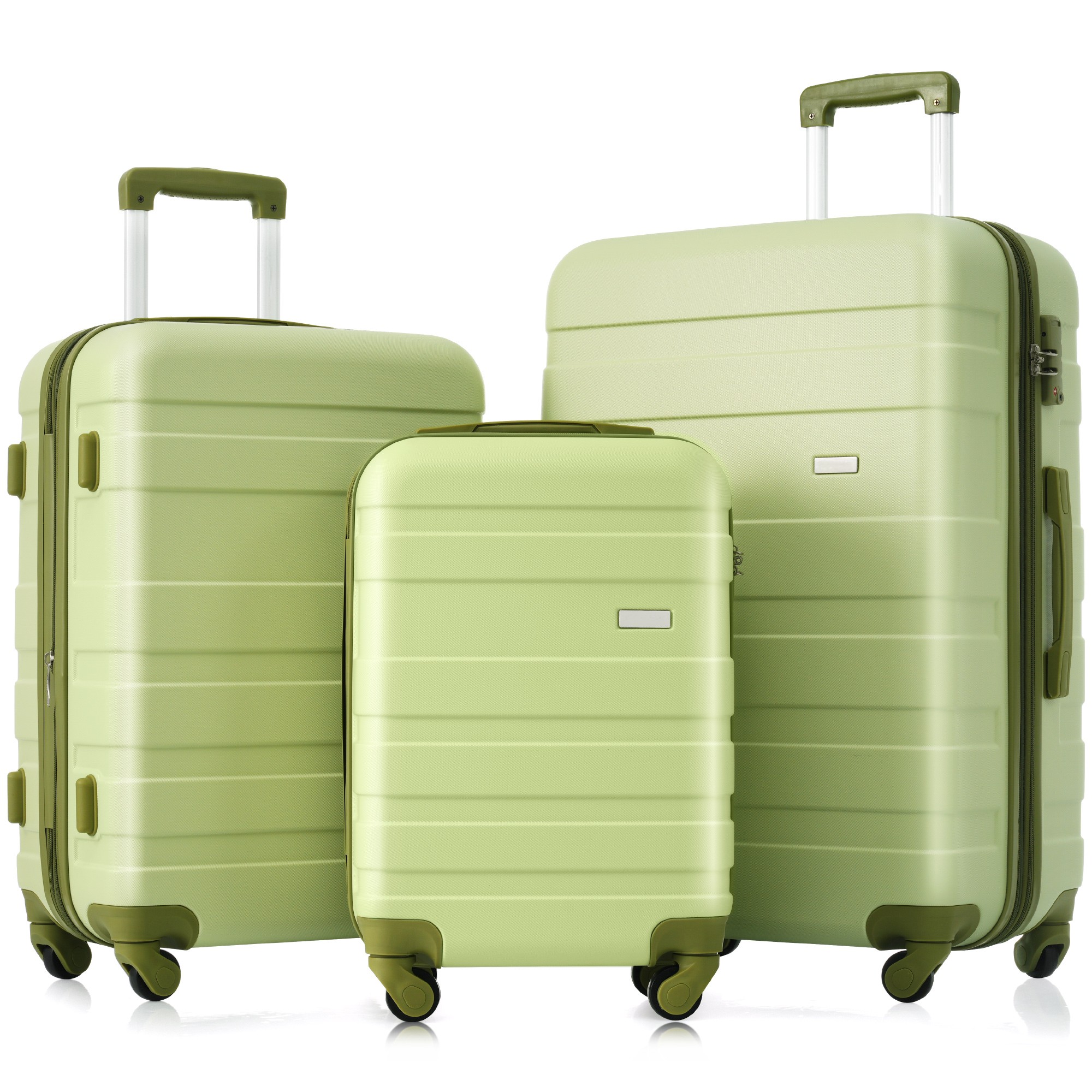 ModernLuxe L3P-N726P203164I Luggage Sets New Model  ABS Hardshell 3pcs Clearance Luggage Hardside Lightweight Durable Suitcase sets Spinner Wheels Suitcase with TSA Lock 20inch24inch28inch Light Green