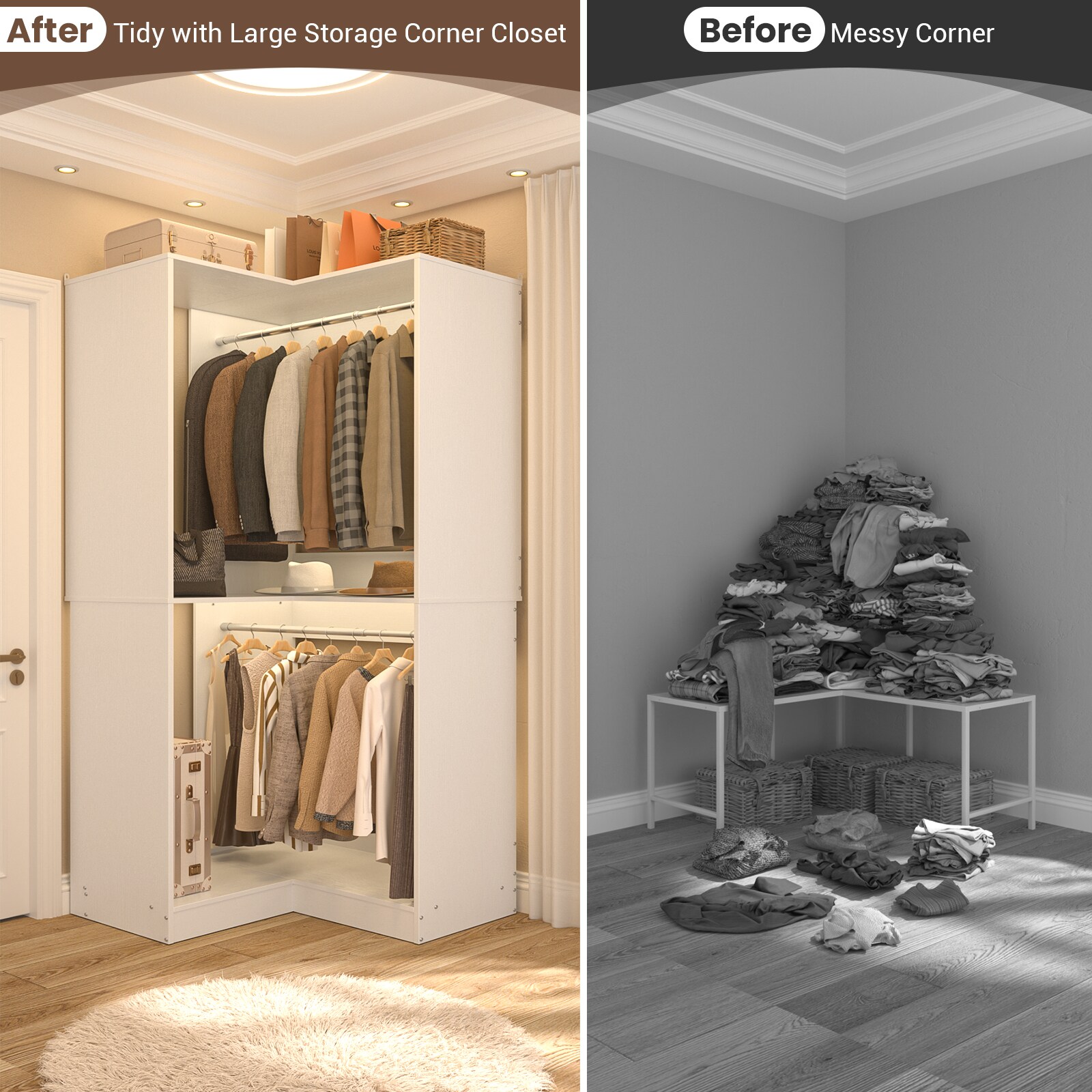 Aheaplus ZHYJ-ZJYG-WHITE Wood-Closet-Kits - View #3