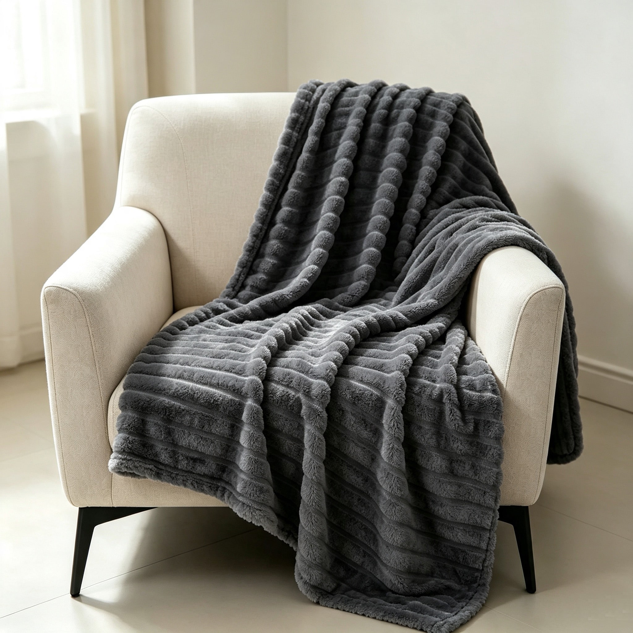 Garvee Heated Blanket Electric Throw 50 x 60 Inch 10 Heat Levels 1-9H Auto Off Overheat Protection Machine Washable Dark Grey