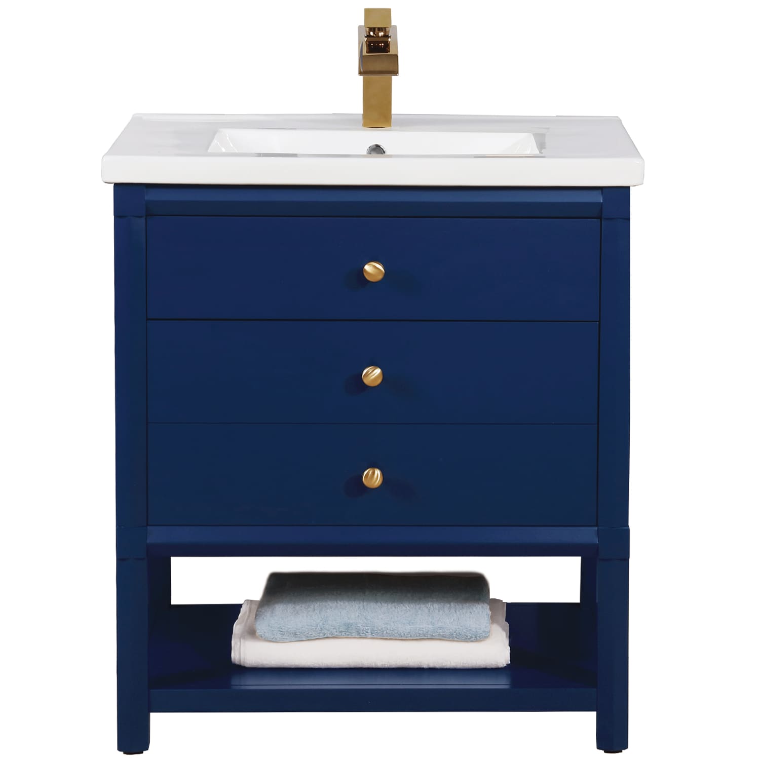 Logan 30-in Blue Single Sink Bathroom Vanity with White Porcelain Top | - Design Element S07-30-BLU