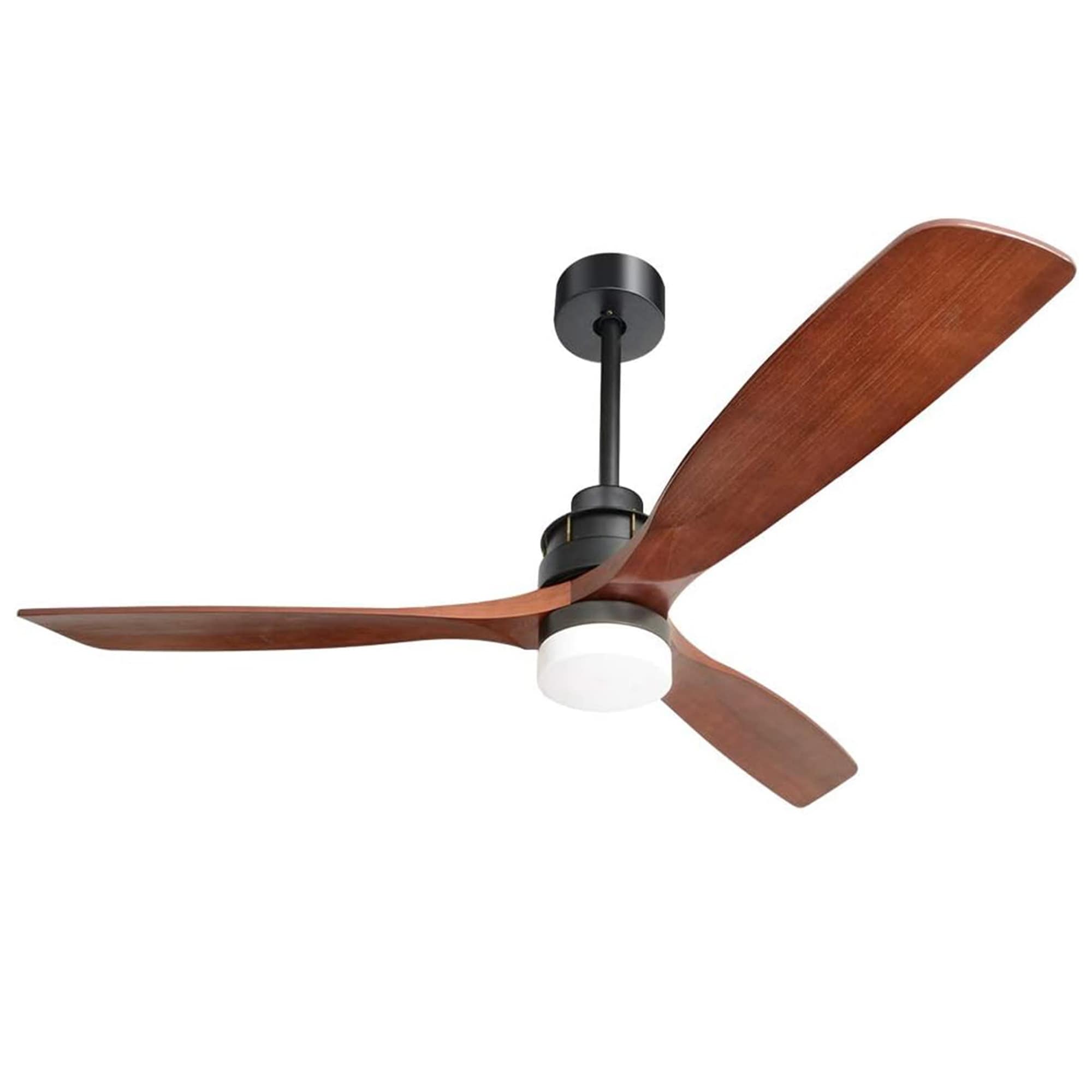 Bybafun YA3200031 60-in Color-Changing Integrated LED Outdoor Black + Brown with Wood Blades Ceiling Fan With Light and Remote ( 3 -Blade )