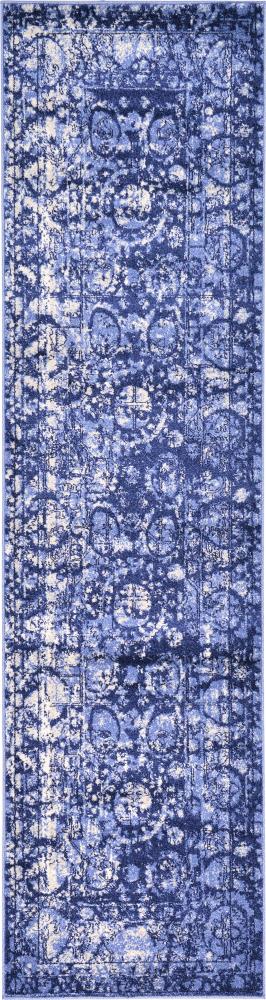 Unique Loom 3119793 Vintage La Jolla 3 x 10 (ft) Loomed Polypropylene Blue/Ivory Rectangular Indoor Border Vintage Runner rug