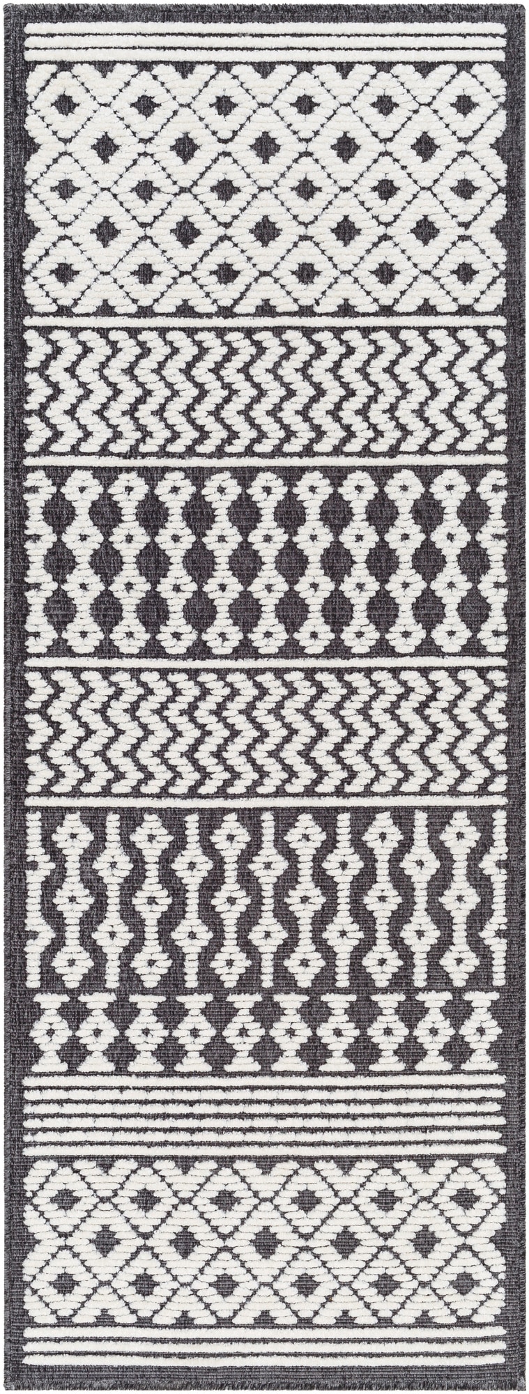 Livabliss LYA2310-2772 Lyna 3 x 8 (ft) Polypropylene Charcoal Rectangular Indoor Medallion Moroccan Machine washable Runner rug