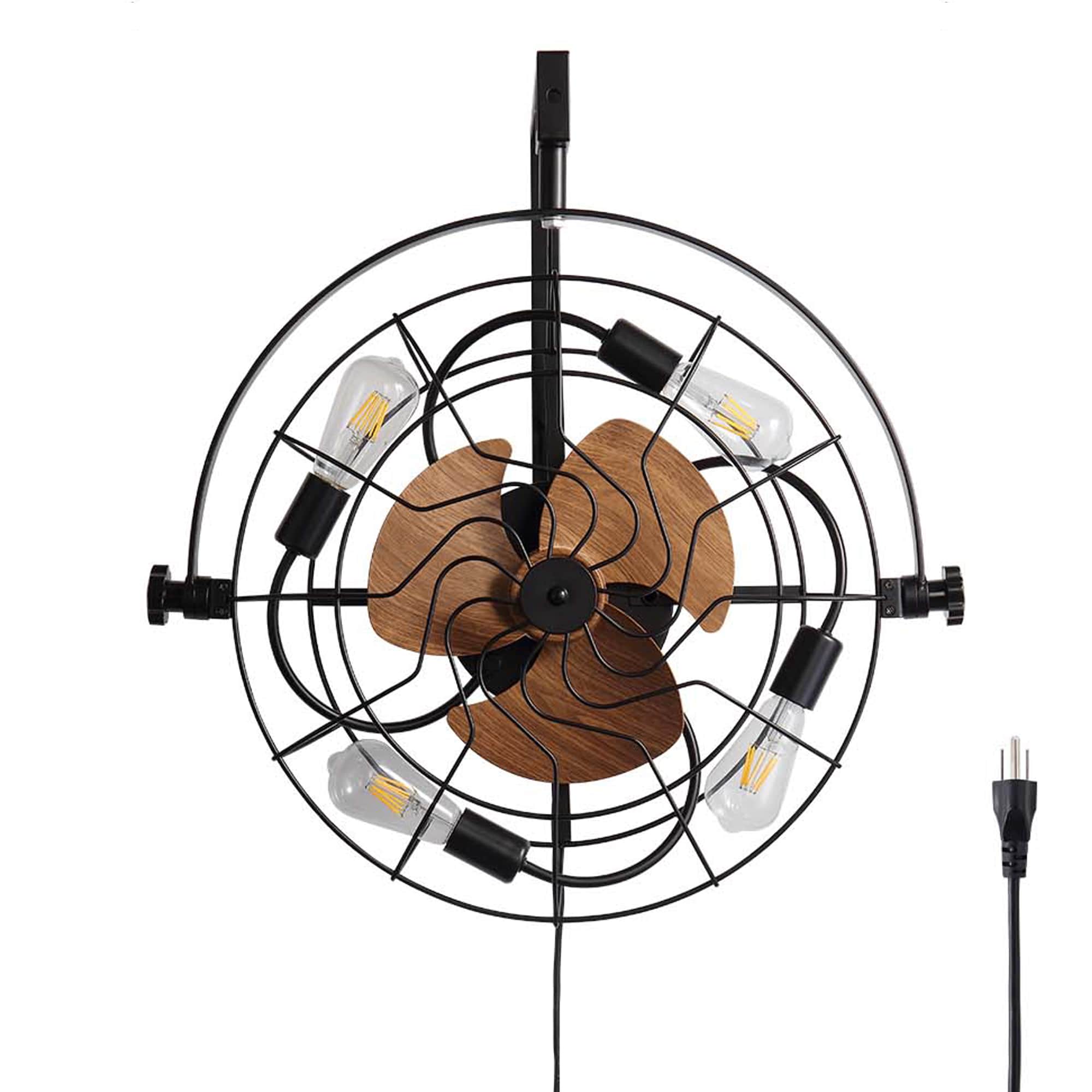 Antoine BLW009 20-in Color-Changing Outdoor Downrod or Flush Mount Smart Black with ABS Blades Cage Plug-in Ceiling Fan With Light 3 -Blade )