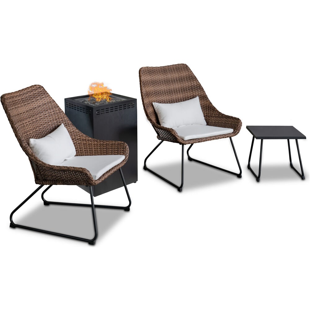 Mod Furniture MONTK4PCGFP-WHT Montauk 4-Piece Patio Conversation Set with White Mod Cushions