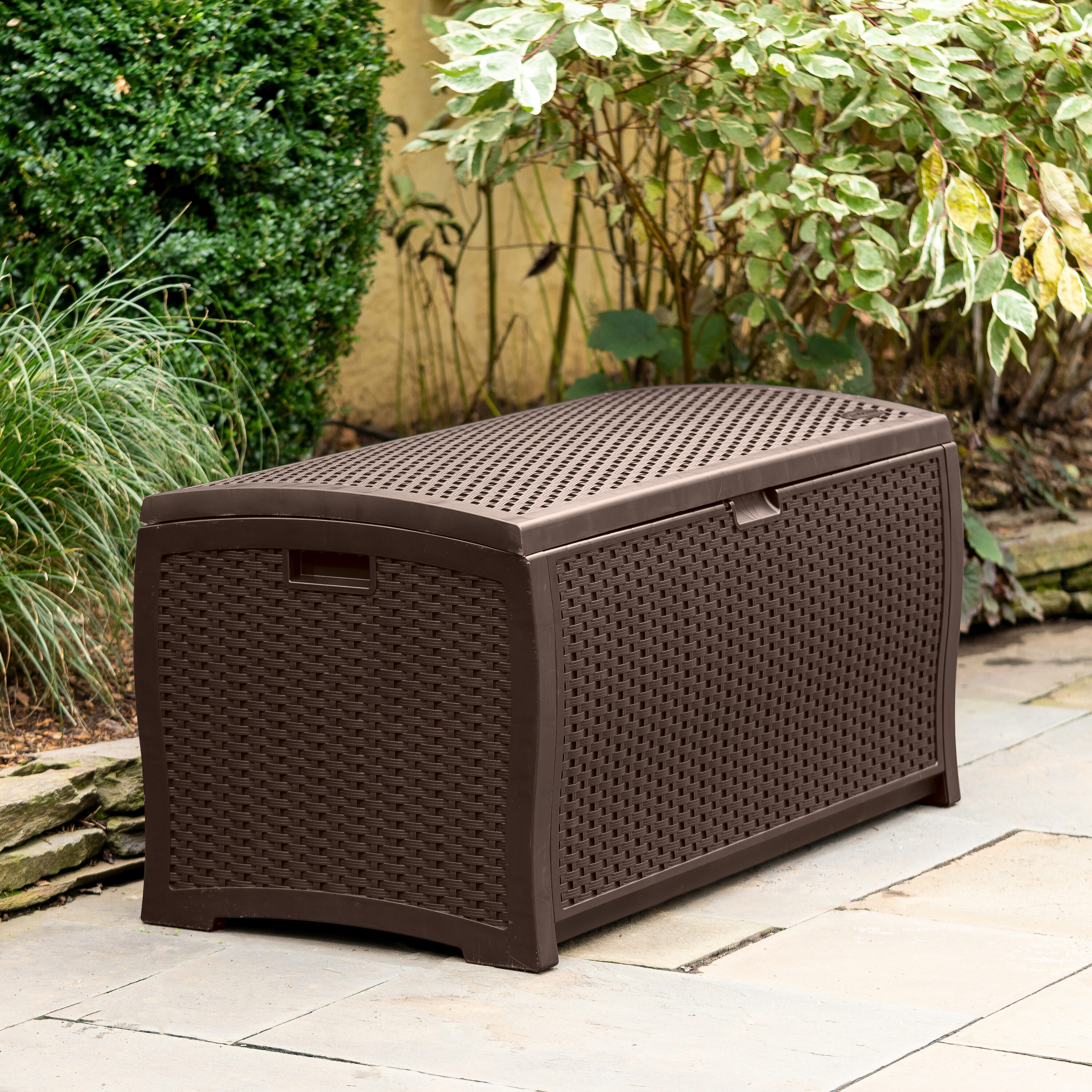 Suncast DBW9200 Large 99-Gallon Brown Plastic Deck Box