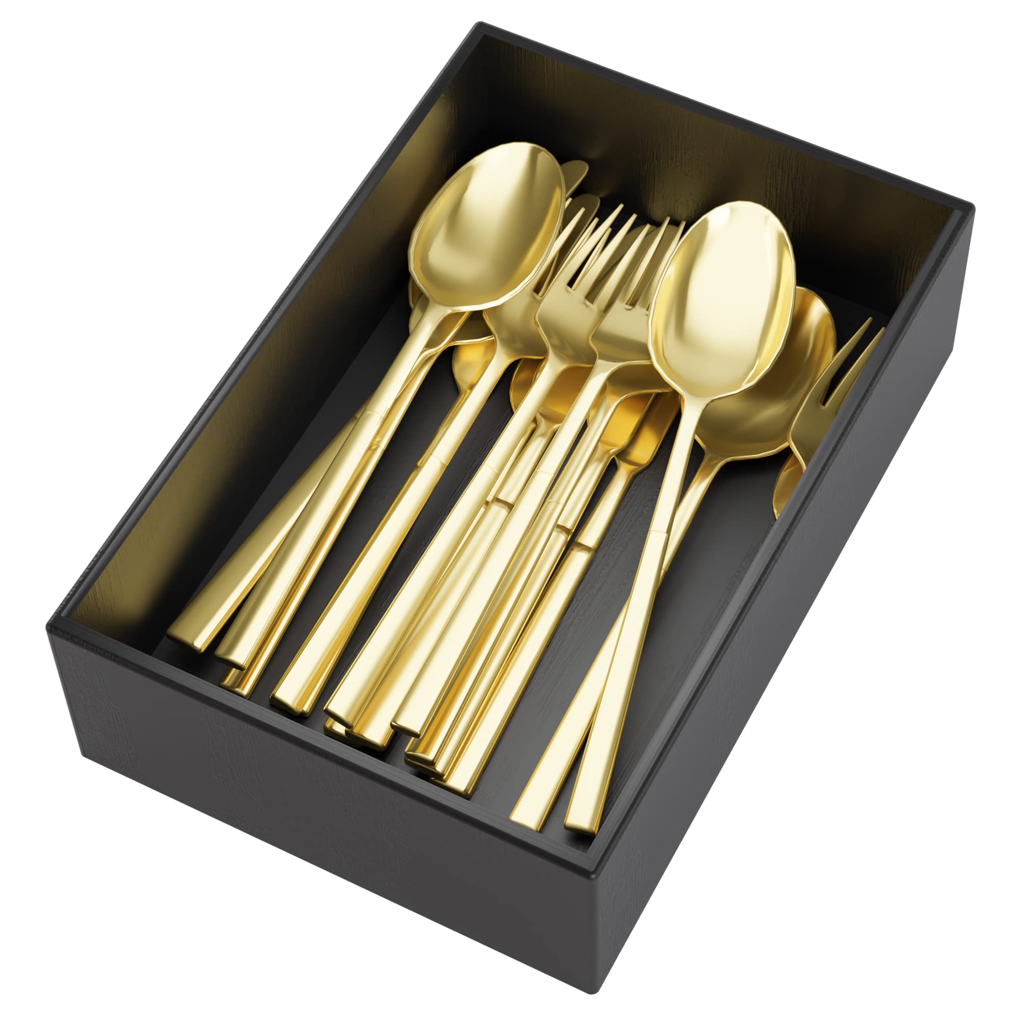 UUDULY  Black Bamboo Drawer Organizer 1 Piece Deep Storage Box for Kitchen Silverware Utensils Bathroom Makeup Jewelry Office Desk Garage Cabinet