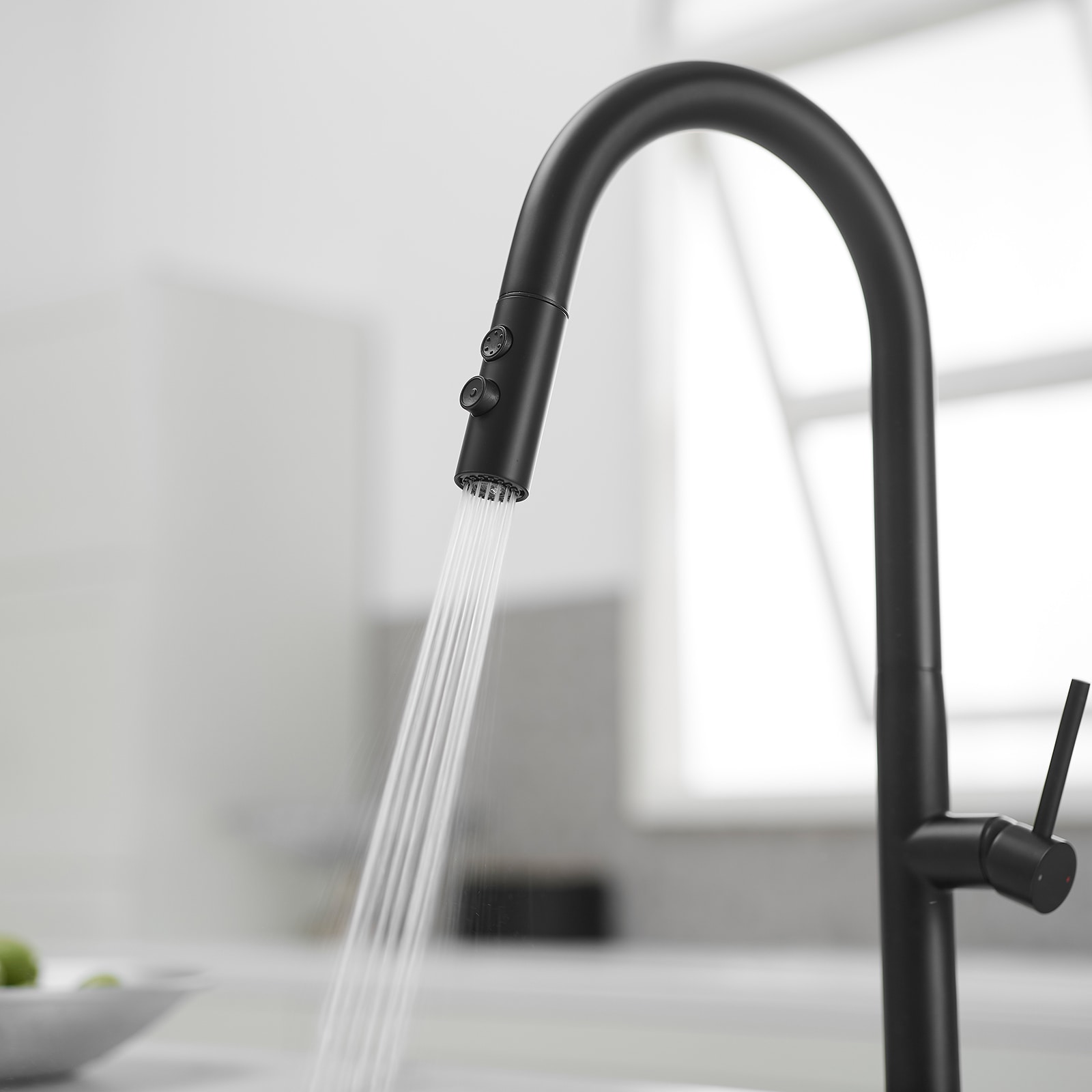 Matte Black Brass High Arc Single Handle Kitchen Faucet