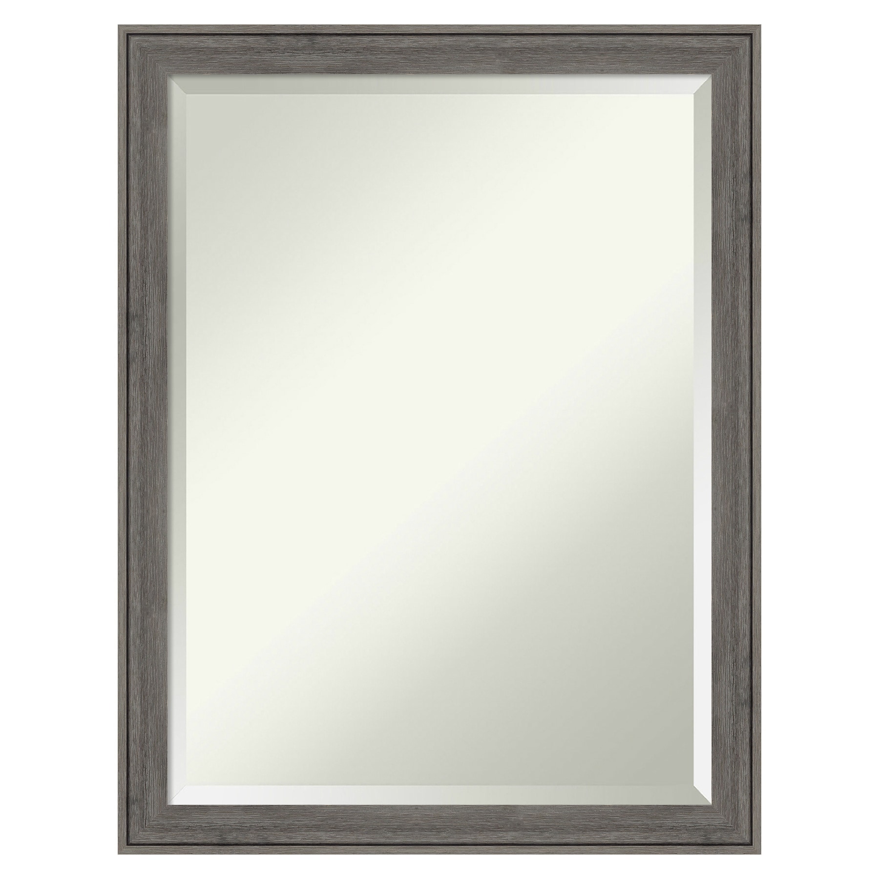 Amanti Art Regis Barnwood 20.62 in. x 26.62 in. Rustic Rectangle Framed Grey Narrow Bathroom Vanity Wall Mirror Matte Grey