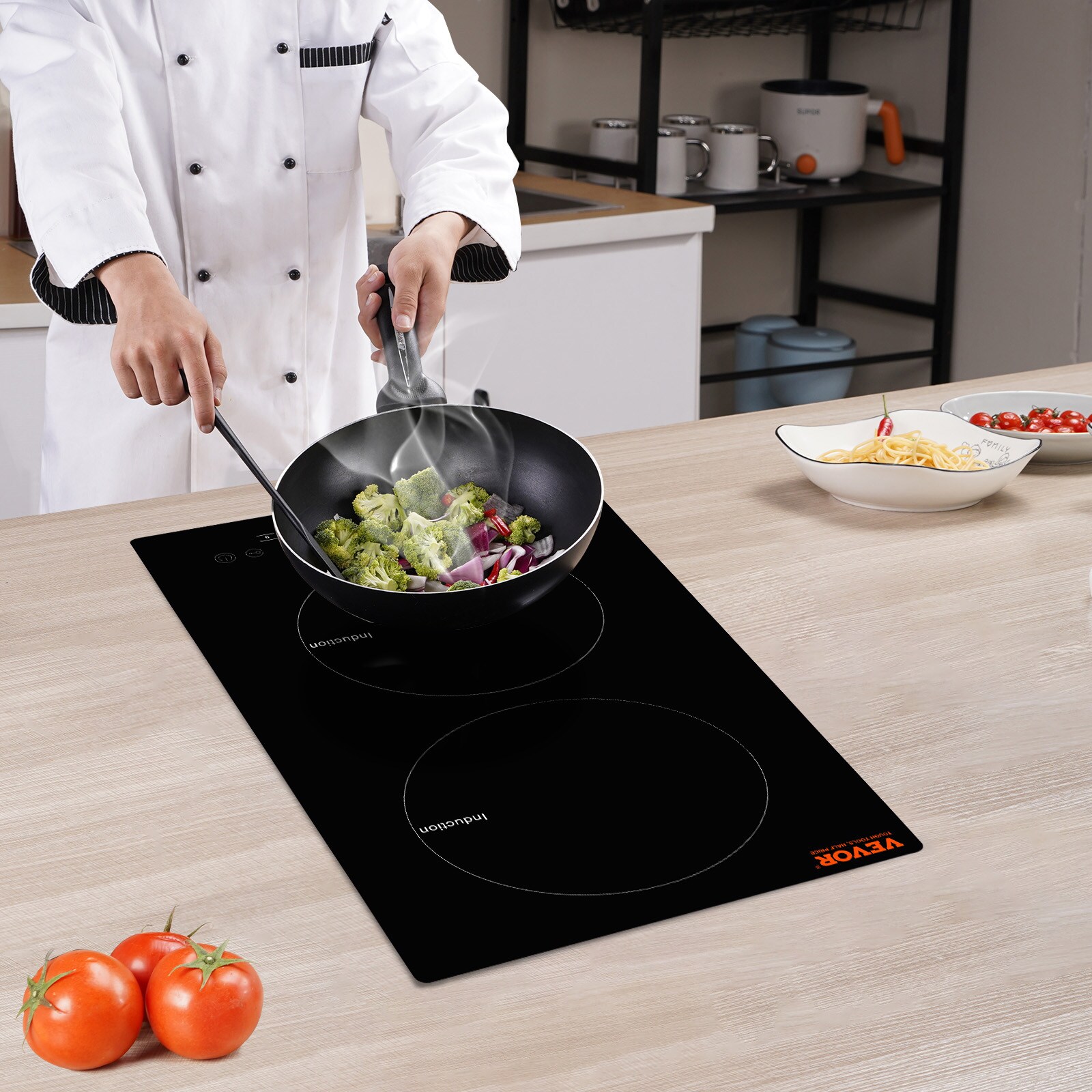 VEVOR 20.1 x 11.6-IN Induction Cooktop 20-in 2 Burners Black Induction  Cooktop in the Induction Cooktops department at