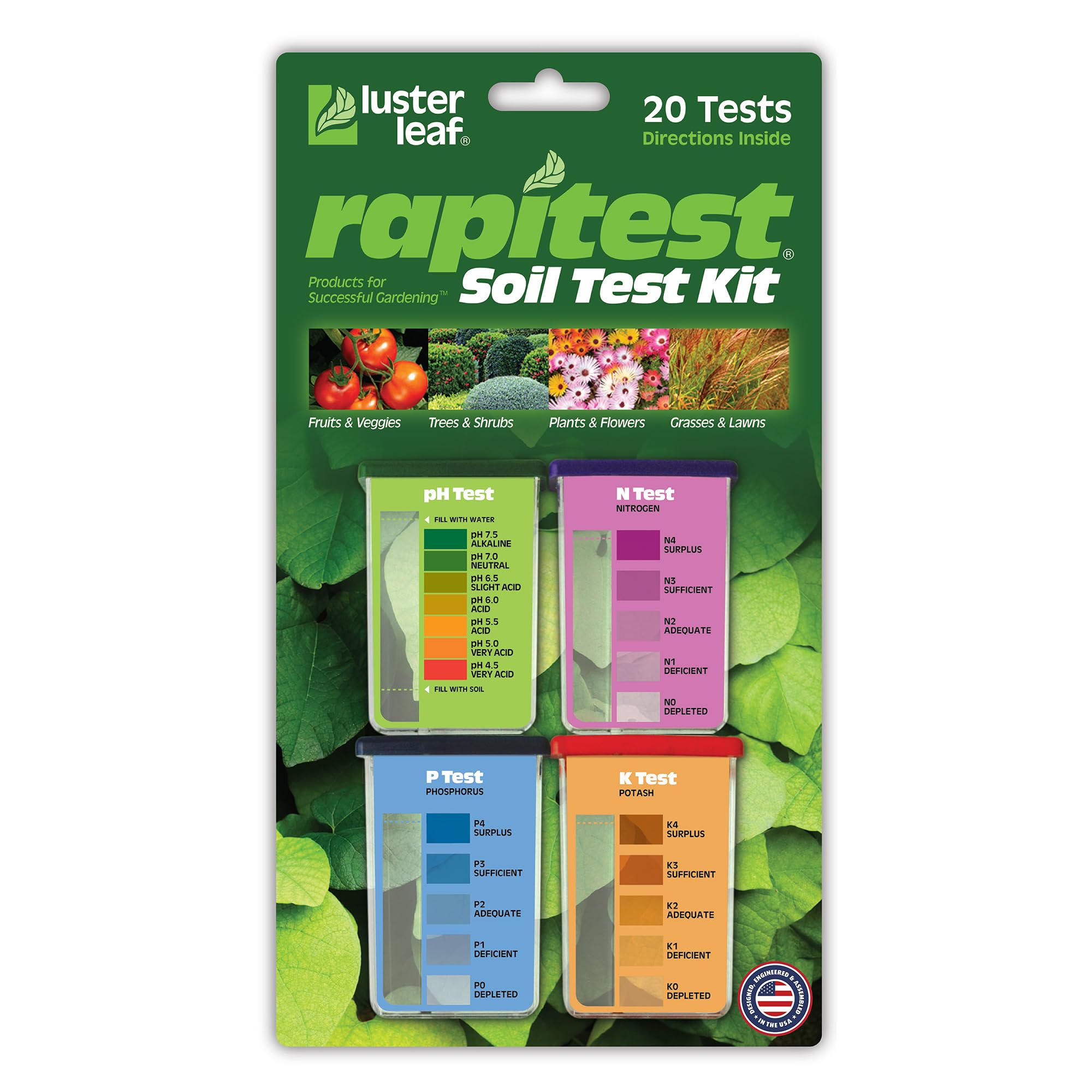 Luster Leaf - Rapitest Soil Test Kit - 40 Tests for pH Nitrogen Phosphorus and Potassium