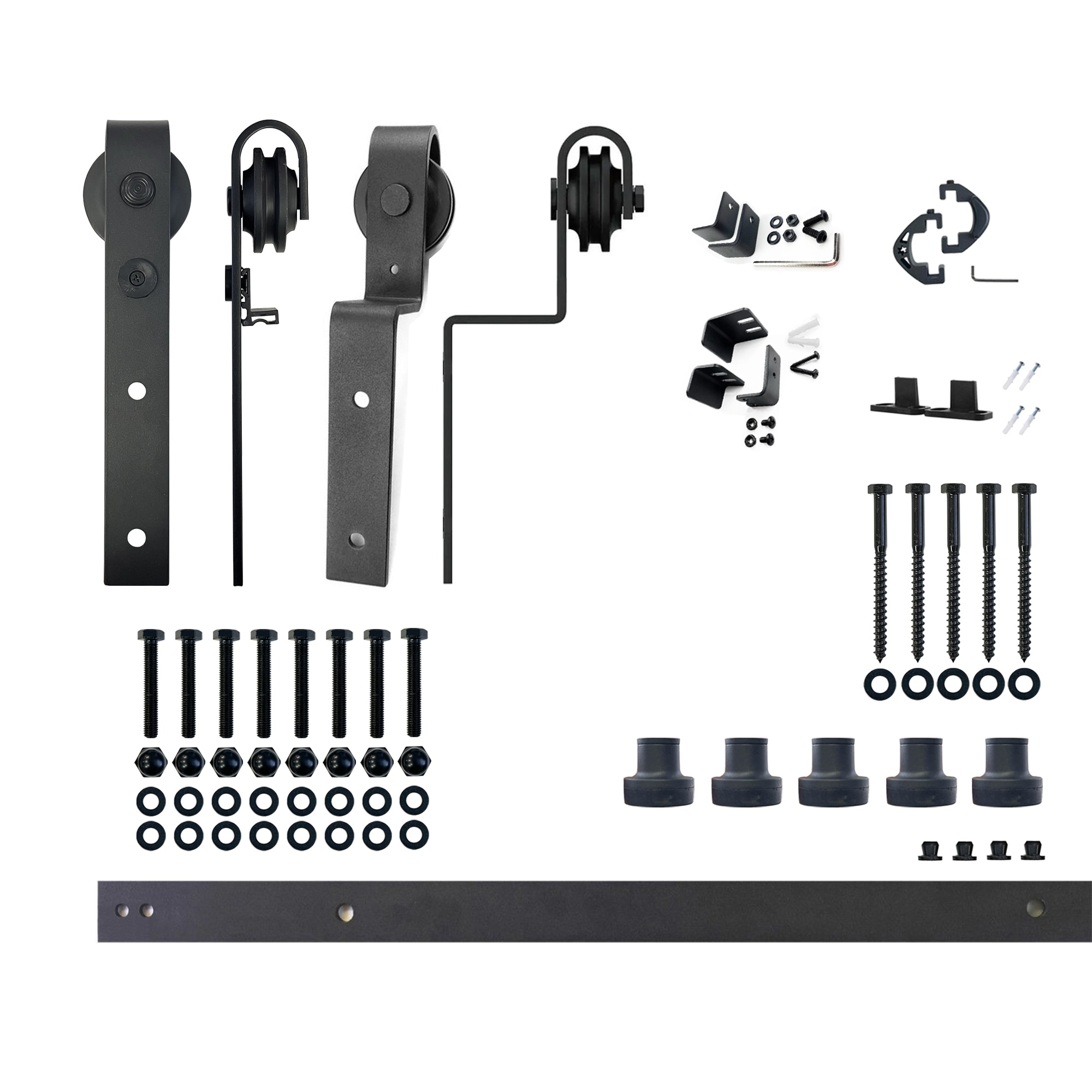 HOMACER YT5TGH079C 79-in Rustic black Black Indoor J-strap Double bypass Barn door hardware kit