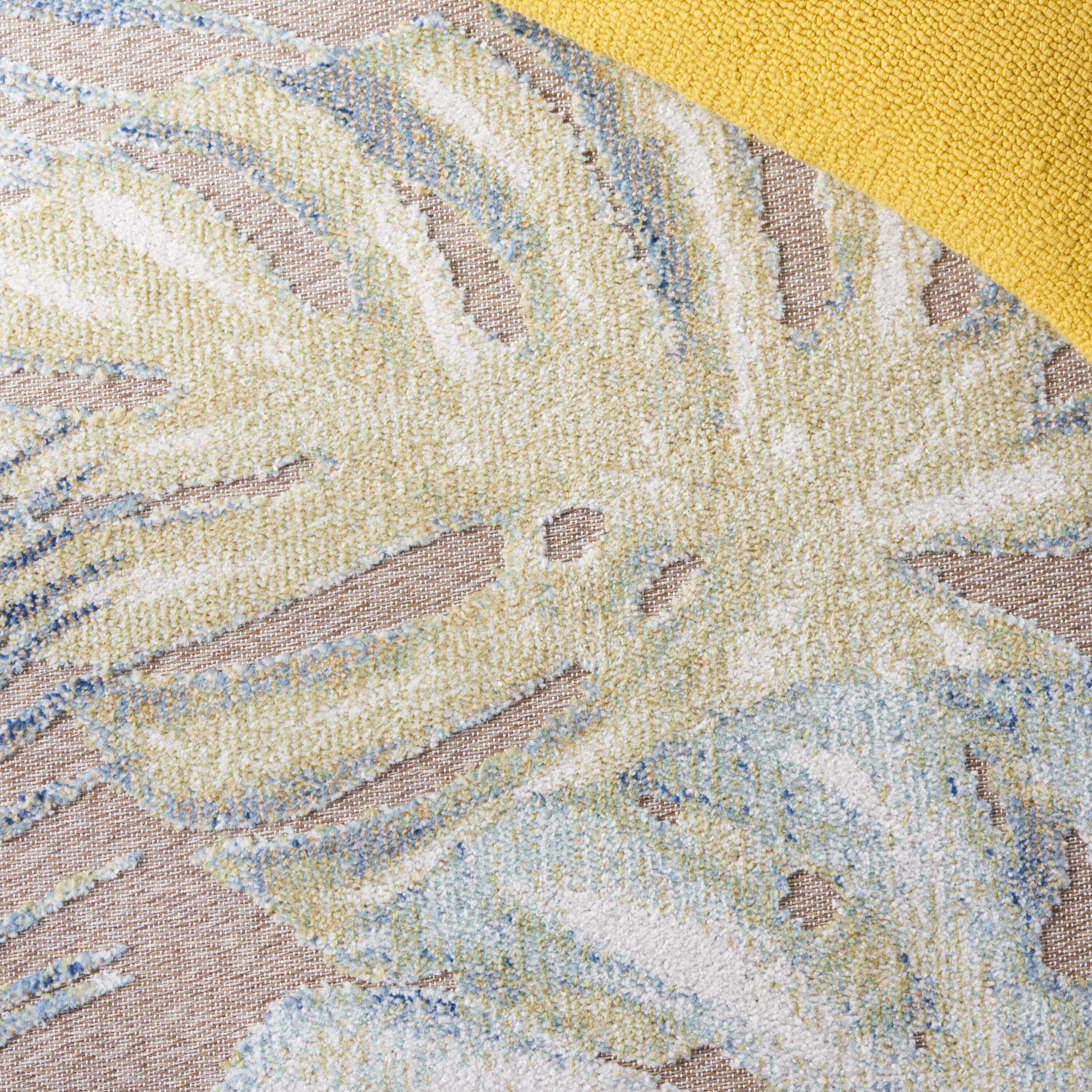 Sarasota Serenity 6'7" Square Light Green & Brown Floral Synthetic Rug