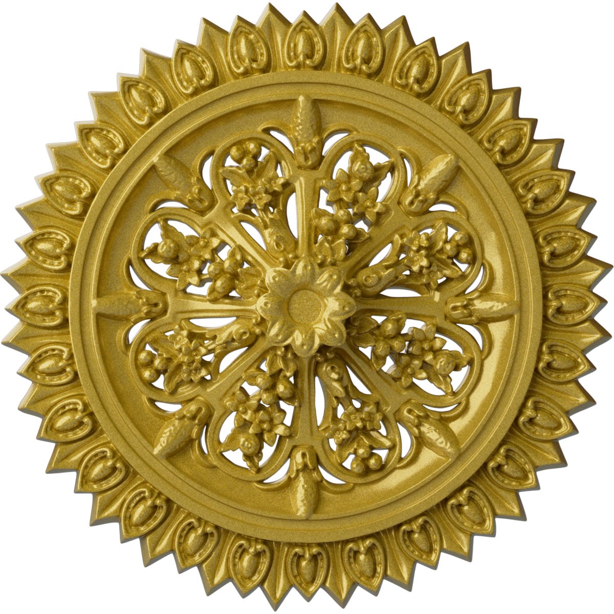 Ekena Millwork CM24LARGS Lariah 24.75-in W x 24.75-in L Painted Rich Gold Polyurethane Whole Ceiling Medallion