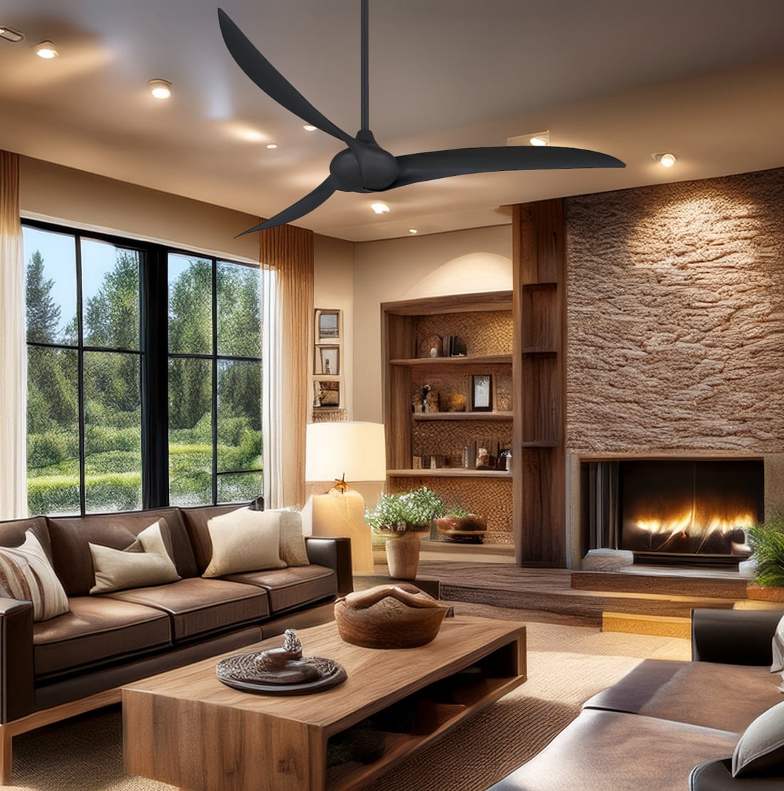 Minka Aire F855-CL Wave 65 65-in Black with Black Blades Propeller Ceiling Fan Without Light and Remote ( 3 -Blade )