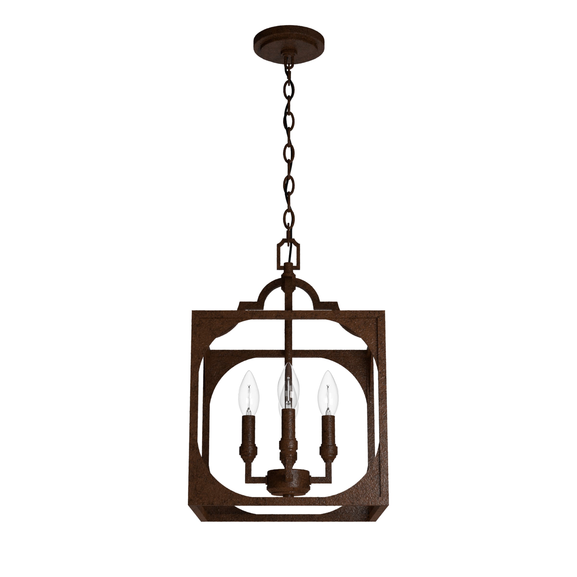 Hunter 19980 Highland Hill 4-Light Textured Rust Traditional Lantern LED Hanging Pendant Light