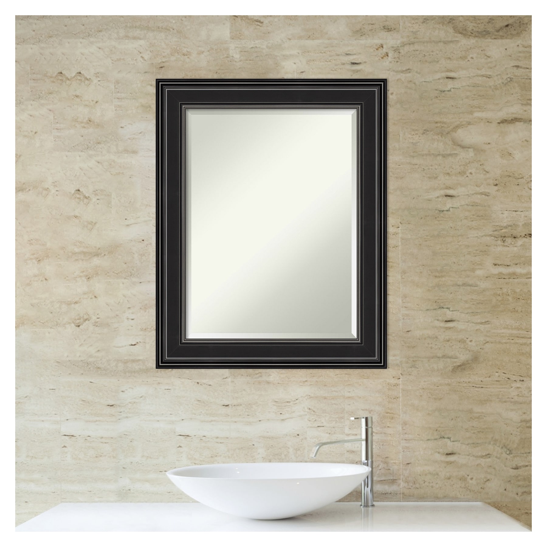 Ridge Black Silver-Edged 29.75" x 23.75" Rectangular Polystyrene Framed Wall Mirror