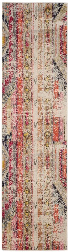 Safavieh MNC222G-210 Monaco Kolby 2 x 10 (ft) Loomed Polypropylene Light Gray/Multi Rectangular Indoor Distressed/Overdyed Southwestern Runner rug