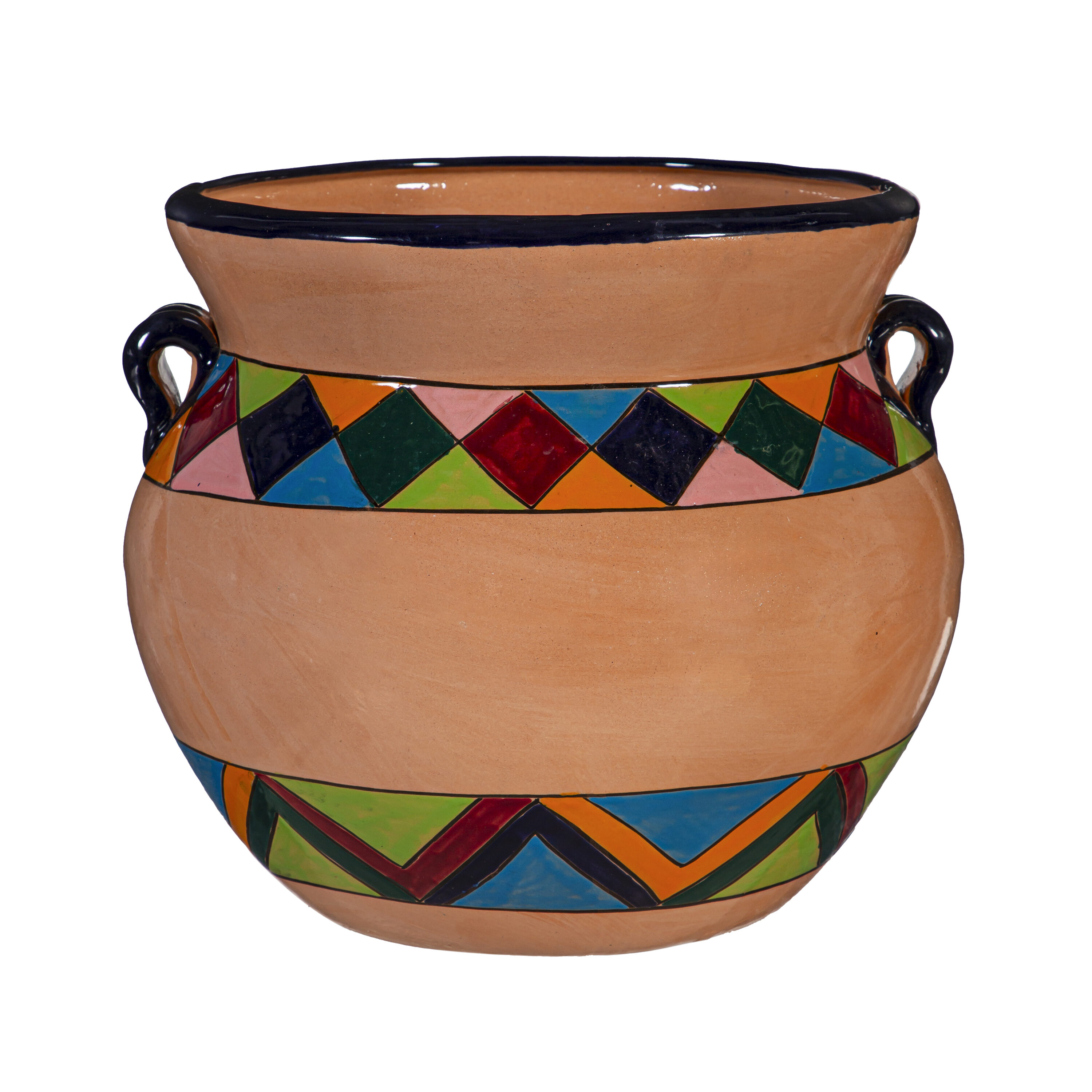 Evergreen 2CG823 Round 13.0-Inches W Medium Orange Ceramic Indoor/Outdoor Planter with Drainage Holes