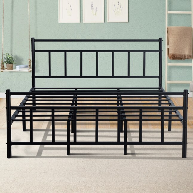 Clihome Black Metal Frame Full Size Bed, Are Metal Bed Frames Noisy