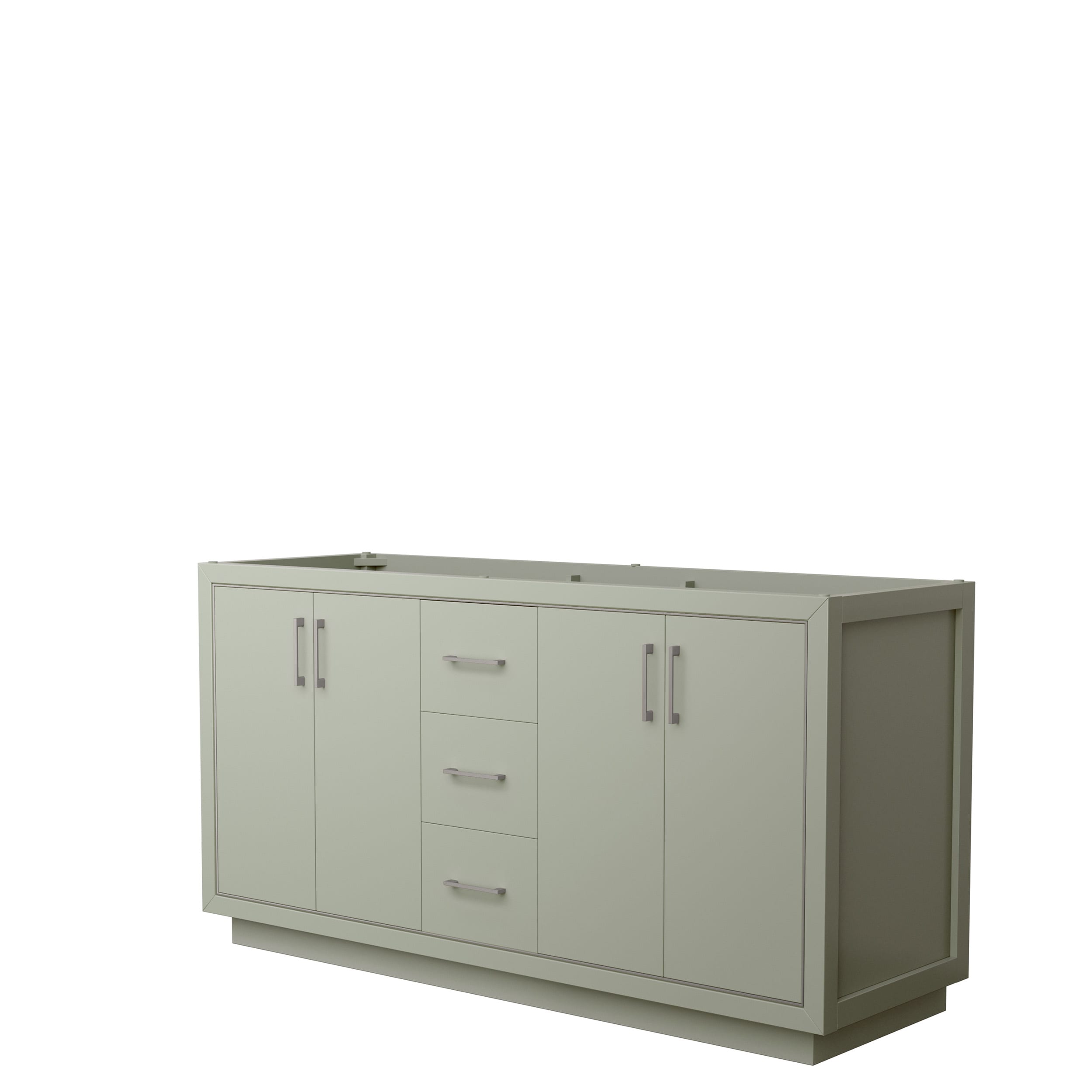 Wyndham Collection WCF111166DLGCXSXXMXX Icon 66-in Light Green with Brushed Nickel Trim Bathroom Vanity Base Cabinet without Top