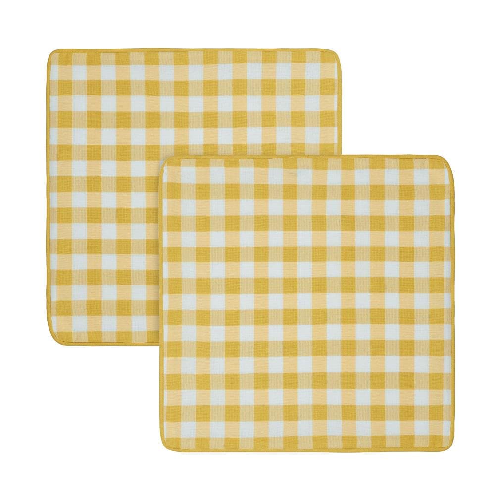 Gingham Check Yarn Dyed Chair Pad 2-Pack Set, Lush Decor