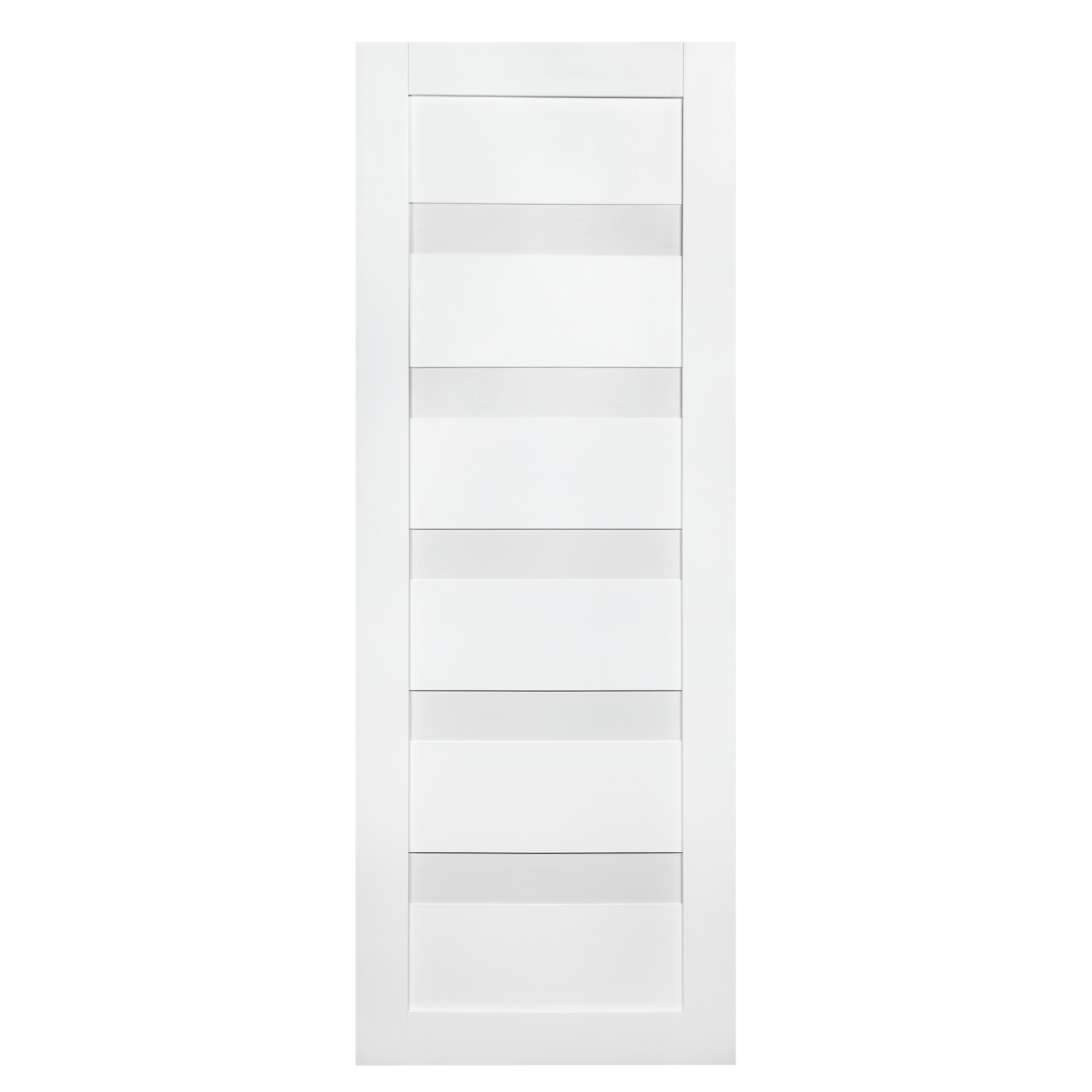 Valusso Design VD256939 Arkadia 30-in x 80-in White Frosted glass Smooth Solid core Prefinished Pine Wood Slab Door