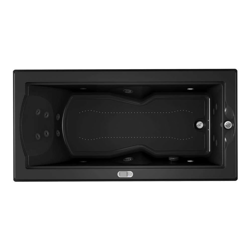 Jacuzzi FUZ7236CRL5CHB FUZION 35.4-in x 70.7-in Black Acrylic Rectangular Drop-in Whirlpool and air bath combination tub Drain ( Right Drain )