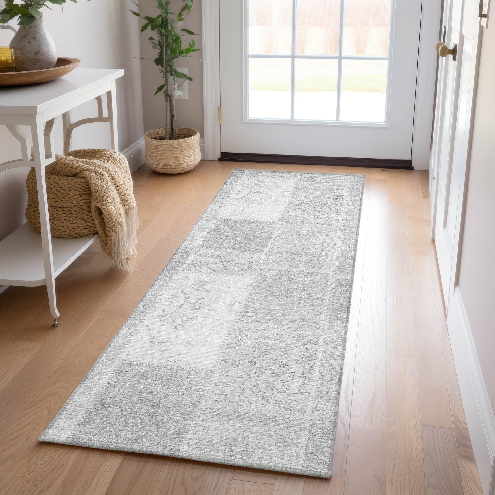 Addison Rugs ACN631SV2X8 Chantille ACN631SV 2 x 7 (ft) Polyester Silver Rectangular Indoor/Outdoor Geometric Machine washable Runner rug