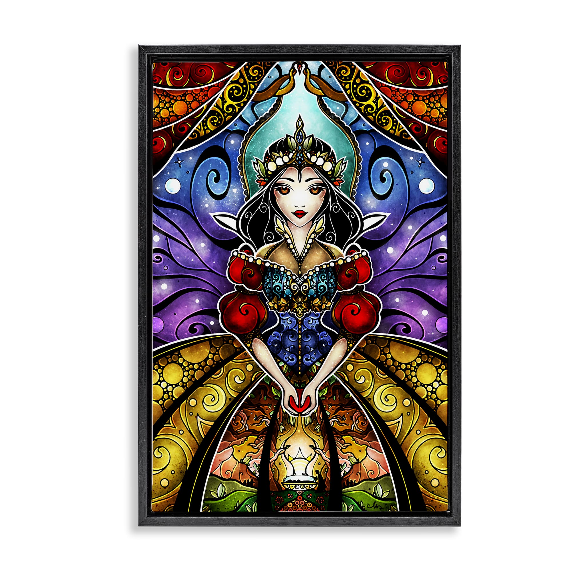 Stupell Industries BS-979-FFB-20X30 Nouveau Princess Portrait Black Framed Floater Canvas Wall Art By Mandie Manzano 21 x 31