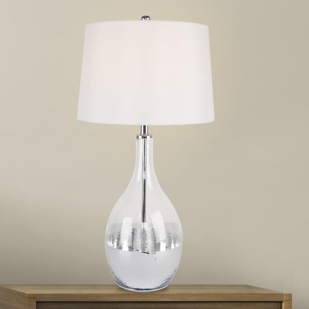 allen + roth SL86077CH 29-in Vhrome LED Incandescent On/Off switch Table Lamp with Fabric Shade