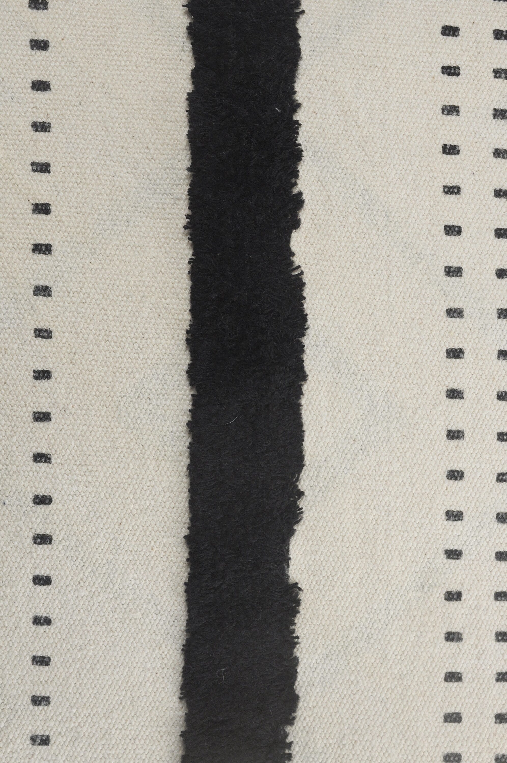 20" Black and Cream Cotton Tufted Throw Pillow