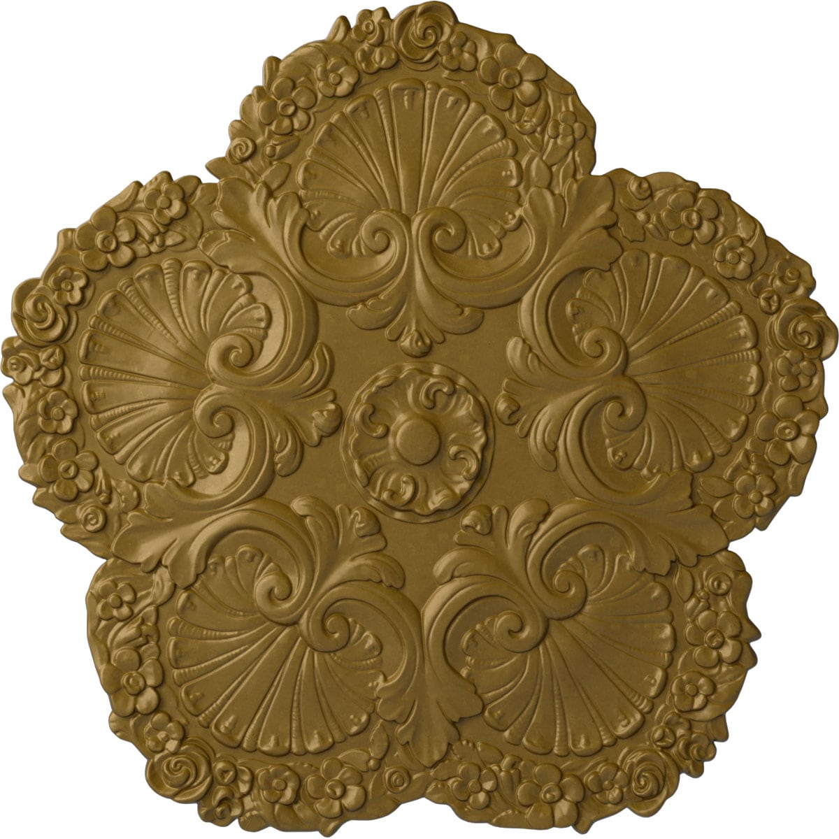 Ekena Millwork CM25SHGLS Shell 25.625-in W x 25.625-in L Painted Gold Polyurethane Whole Ceiling Medallion