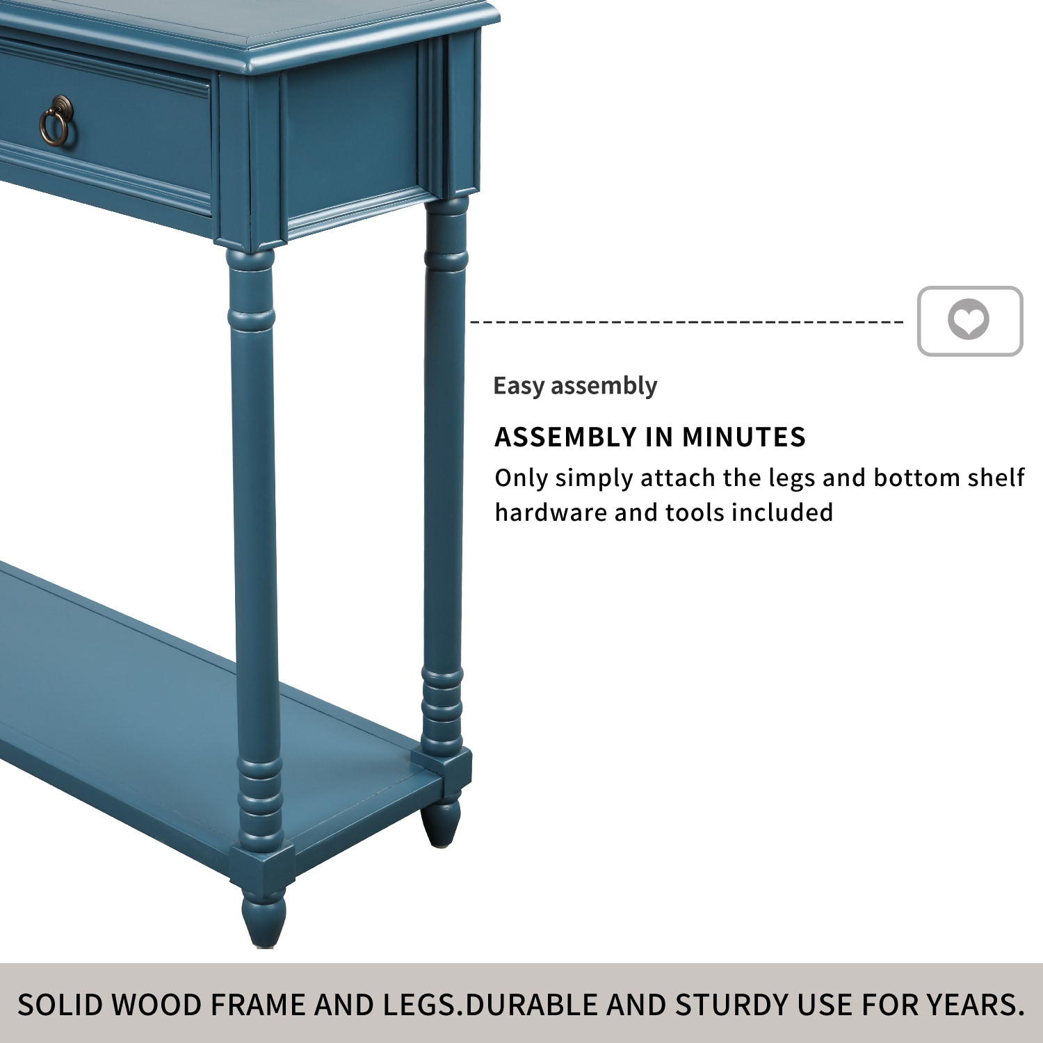 AHIOU HOME Modern Antique Navy Console Table at Lowes.com