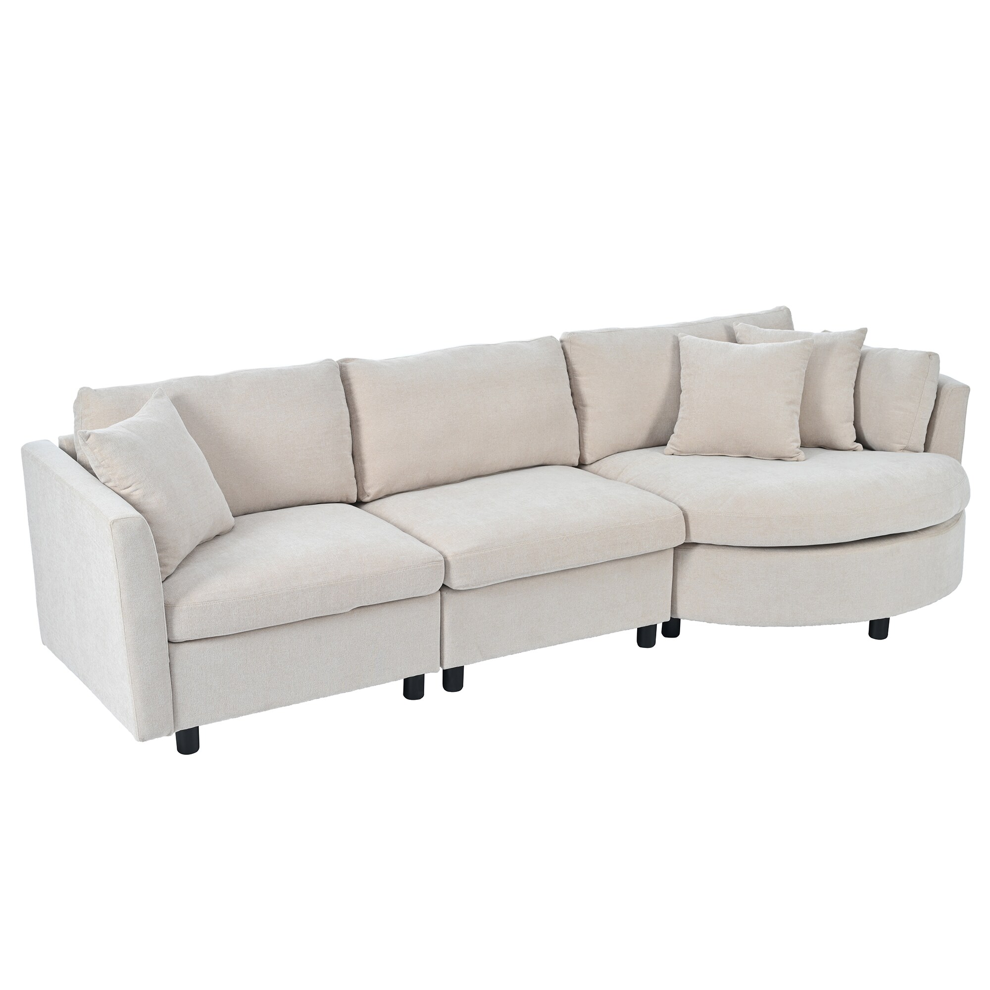 SINOFURN SYA020321BG 114-Inches Modern Beige 3 -seater Sectional