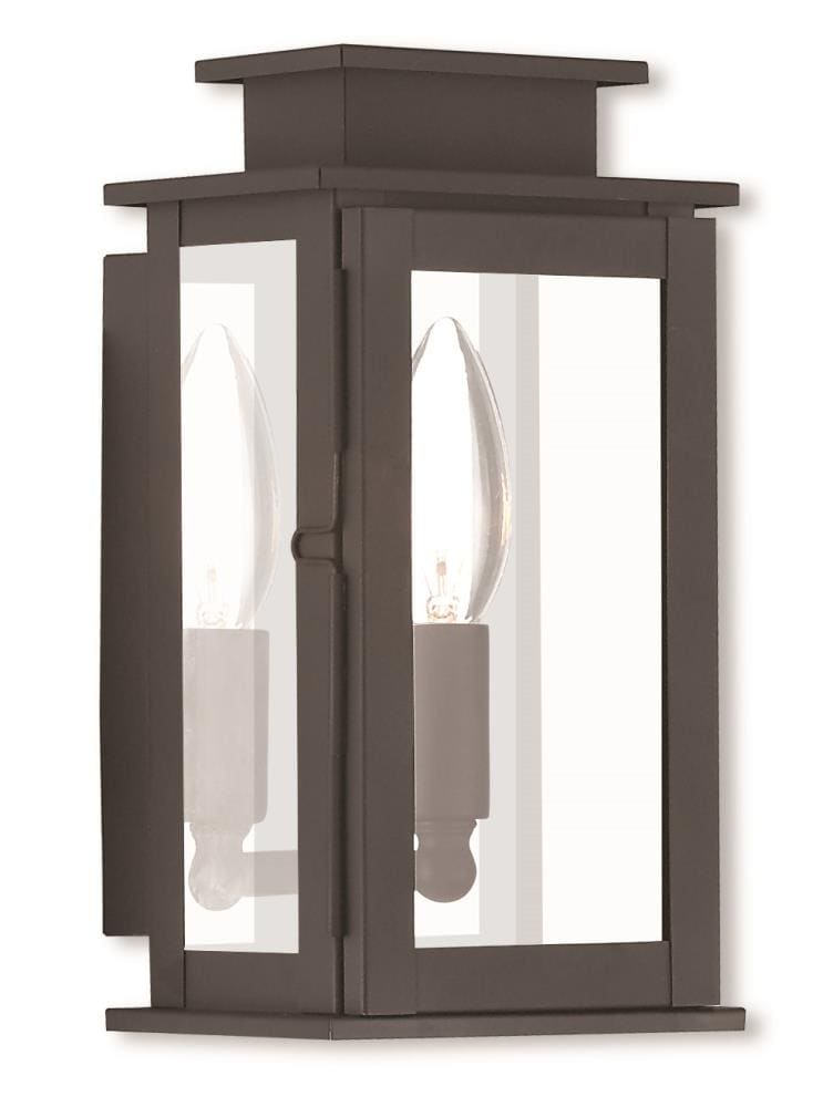 Livex Lighting 20191-07 Princeton 1 -Light 9-in H Matte Bronze Hardwired Outdoor Wall Light