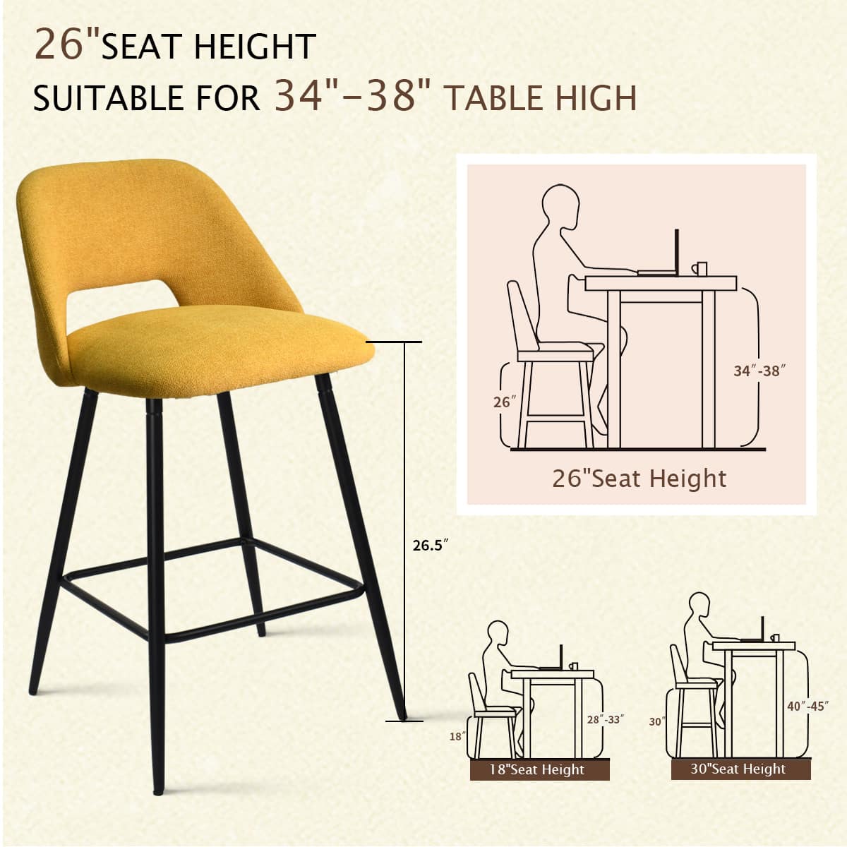 Maison Boucle EDWIN-MIDBAR-YE-4 stools - View #5