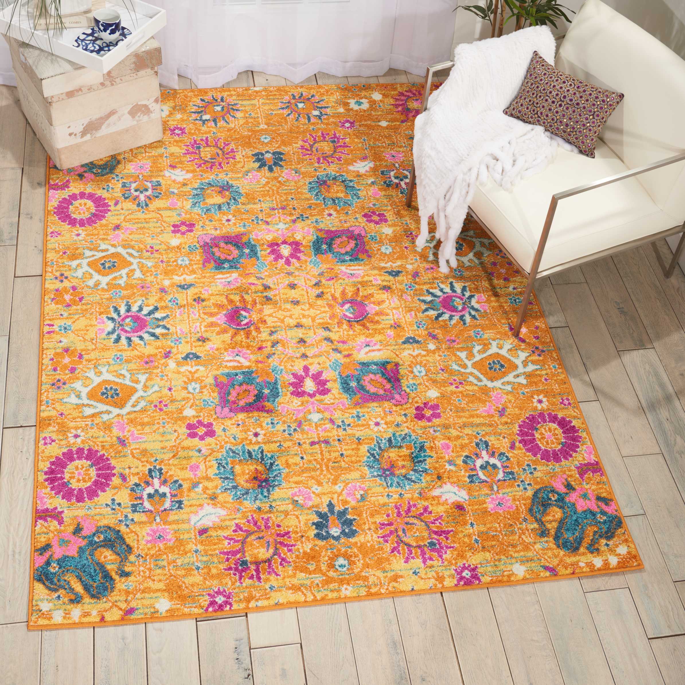 Nourison 99446387820 Passion 5 x 8 (ft) Loomed Polypropylene Sun Rectangular Indoor Abstract Area rug