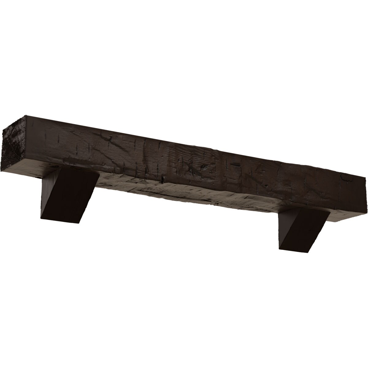 Ekena Millwork MANUHH06X10X60BKNM 60-in W x 6-in H x 10-in D Mahogany (Natural) Hollow Urethane Rustic Fireplace Mantel