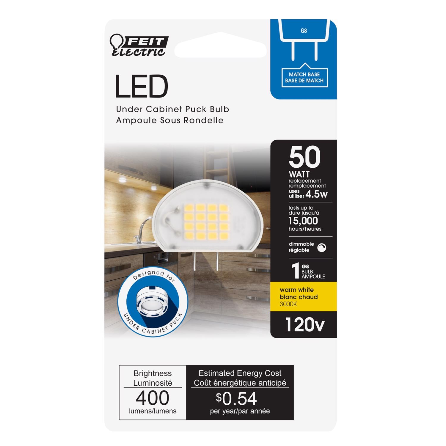 Feit Electric EJD3000073 Specialty G8 LED Bulb Bright White 50 Watt Equivalence 1 pk