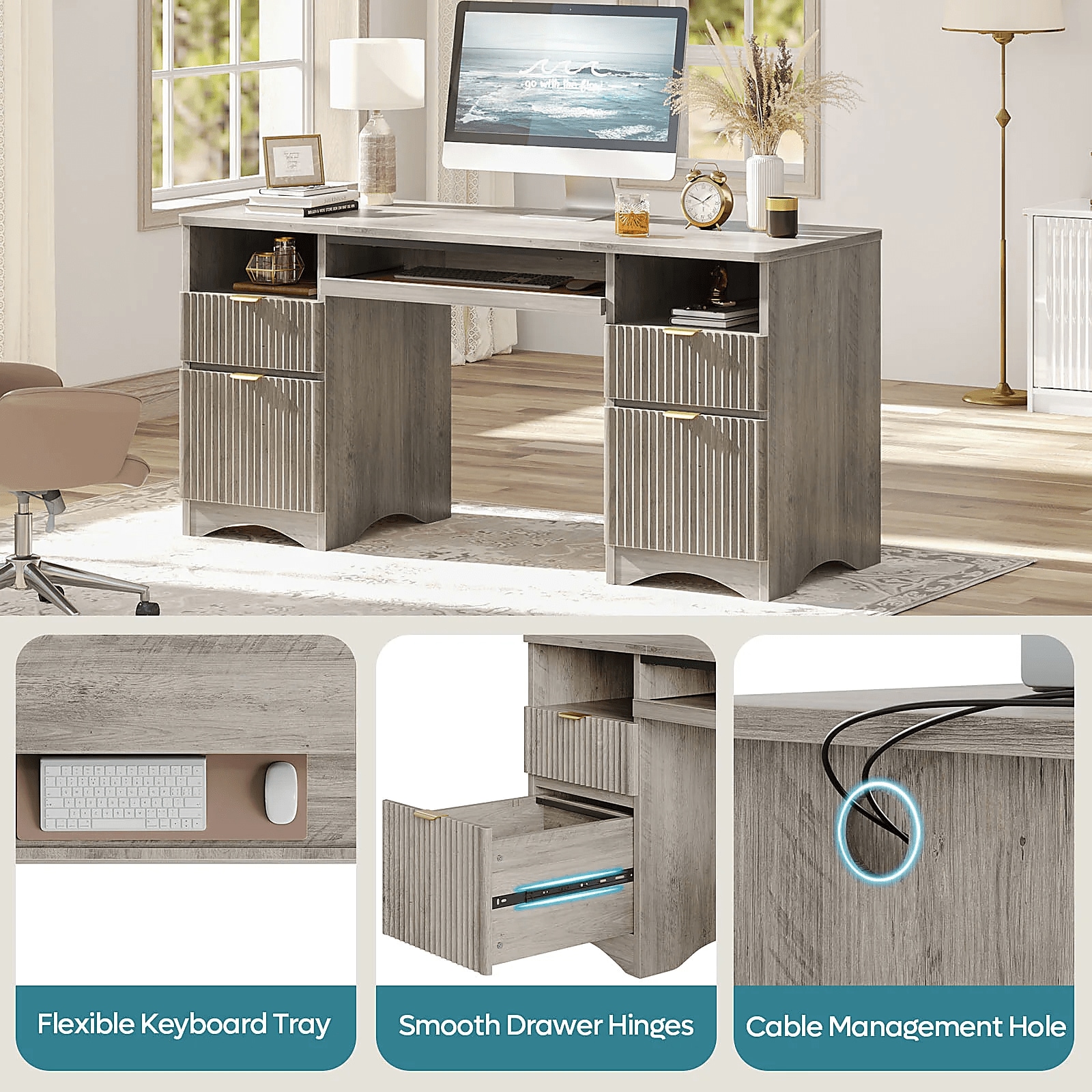 Bestier LOW-H106115K-GRYW desks - View #5