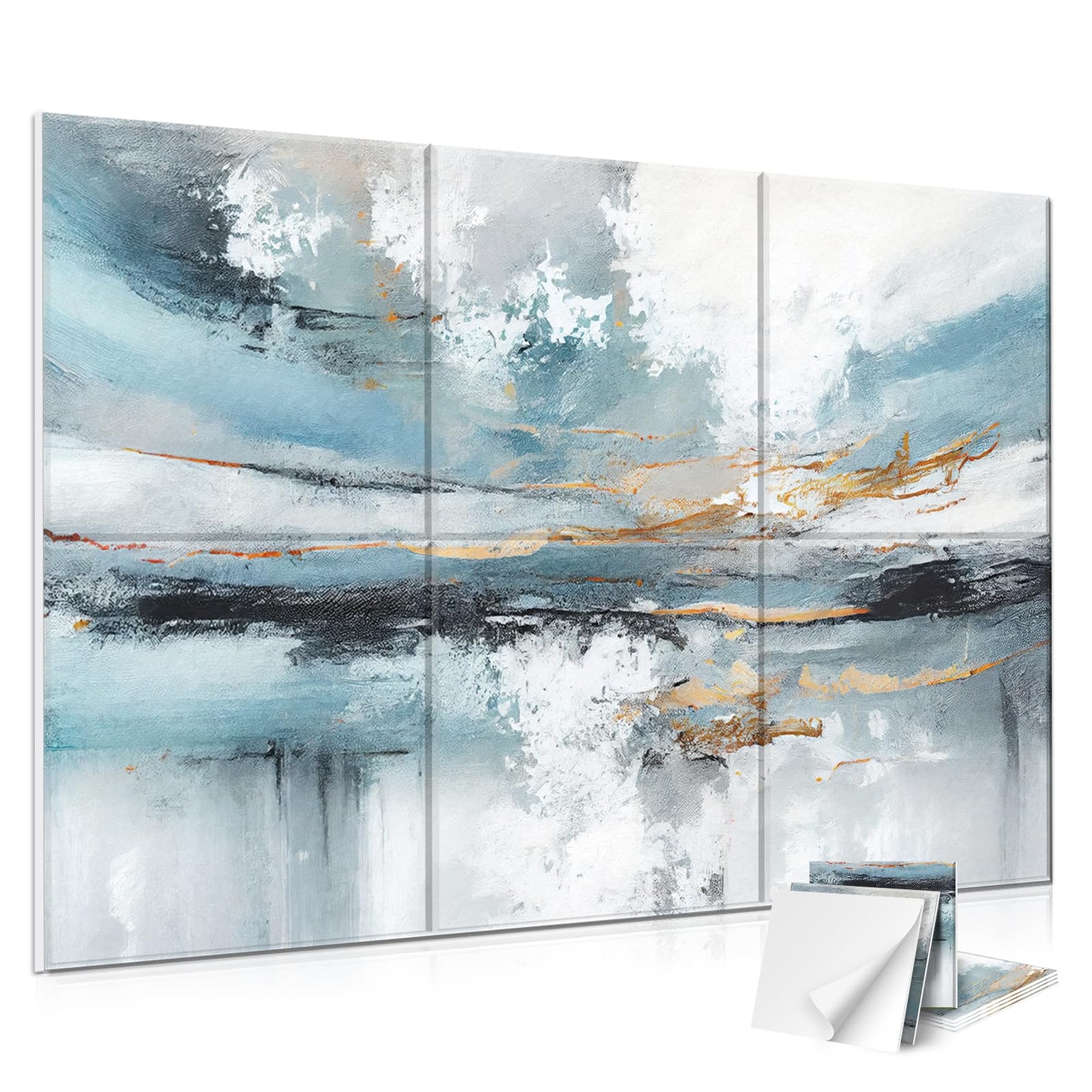 Angel Sar 6 Pack 72x48 Inch Art Acoustic Panels Self Adhesive Decorative Sound Absorbing Lake Of The Sky for Recording Studio Living Room