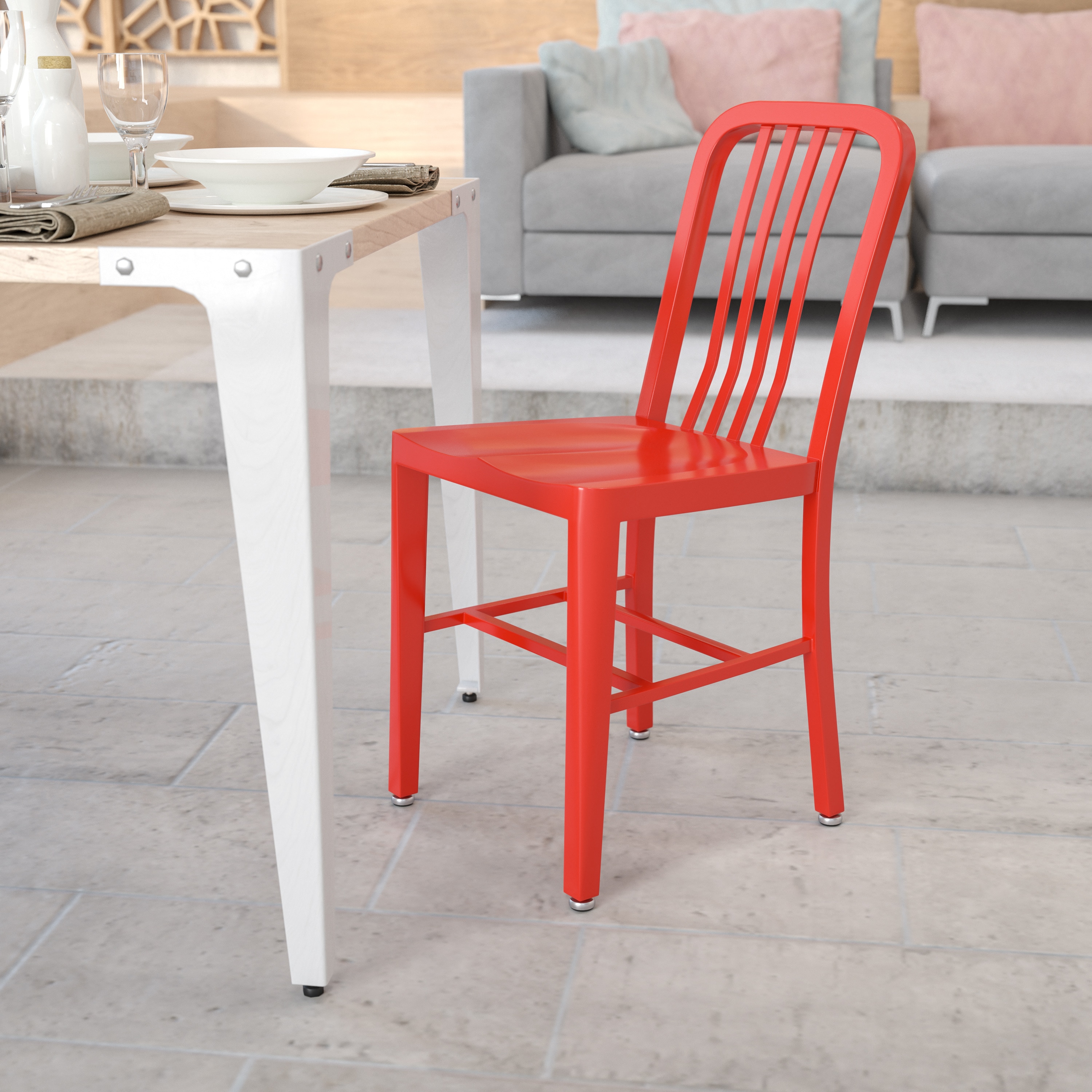 Flash Furniture 889142059752 Gael Contemporary/Modern Dining Side Chair (Metal Frame)
