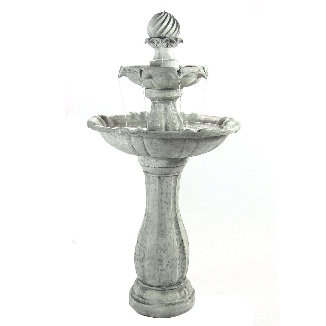 Sunnydaze Decor SL-0213-WHITE 45-in H Resin Solar Powered Tiered Outdoor Fountain Pump Included